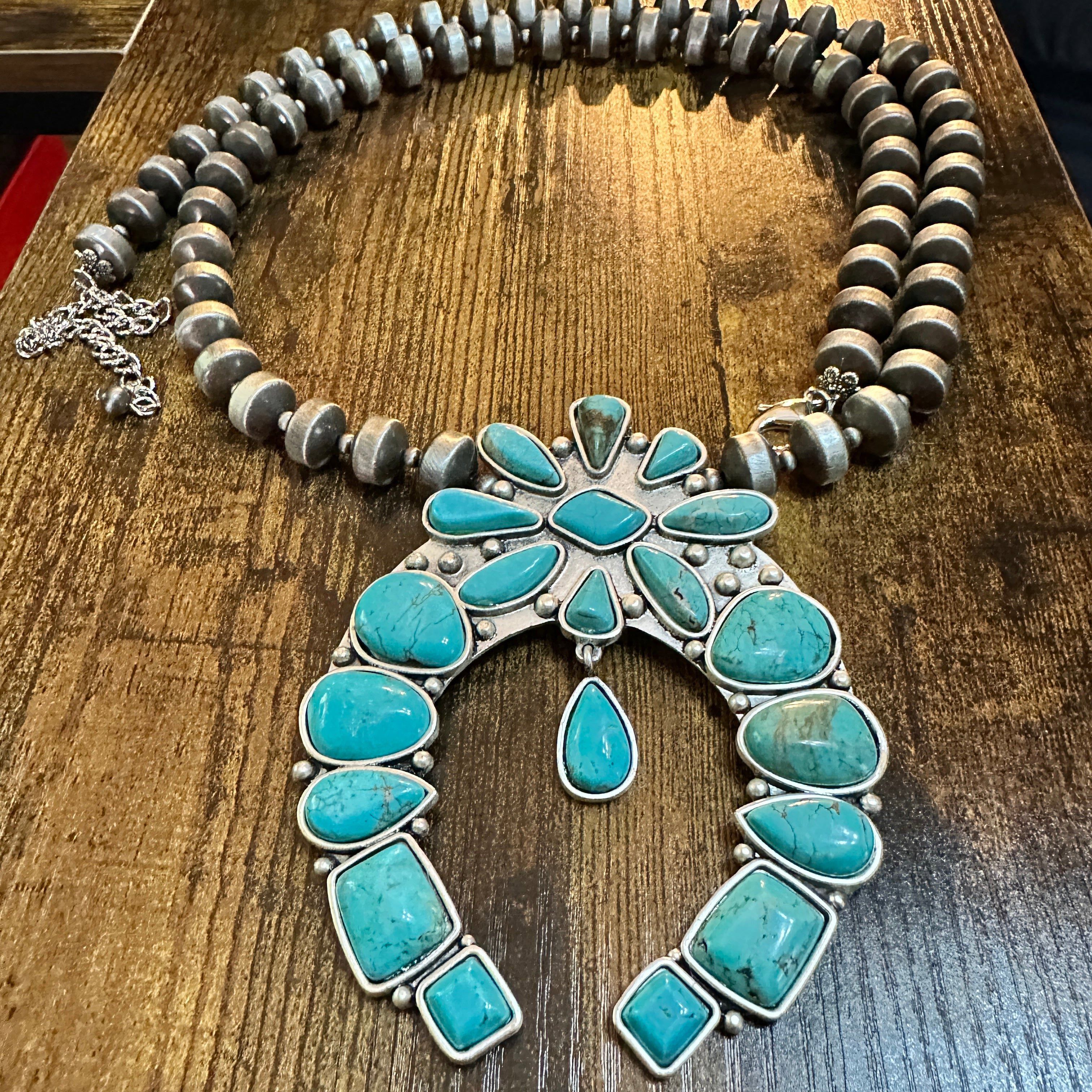 Other Extra Long Handmade Squash Naja Turquoise Necklace with Anti Size ONE SIZE - 5 Thumbnail