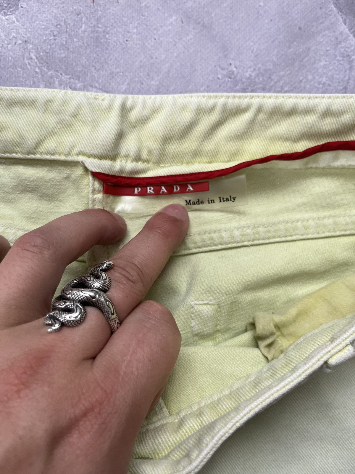 Prada Vintage Prada Red Tab Denim Pants Lime Green Size 30" / US 8 / IT 44 - 9 Thumbnail