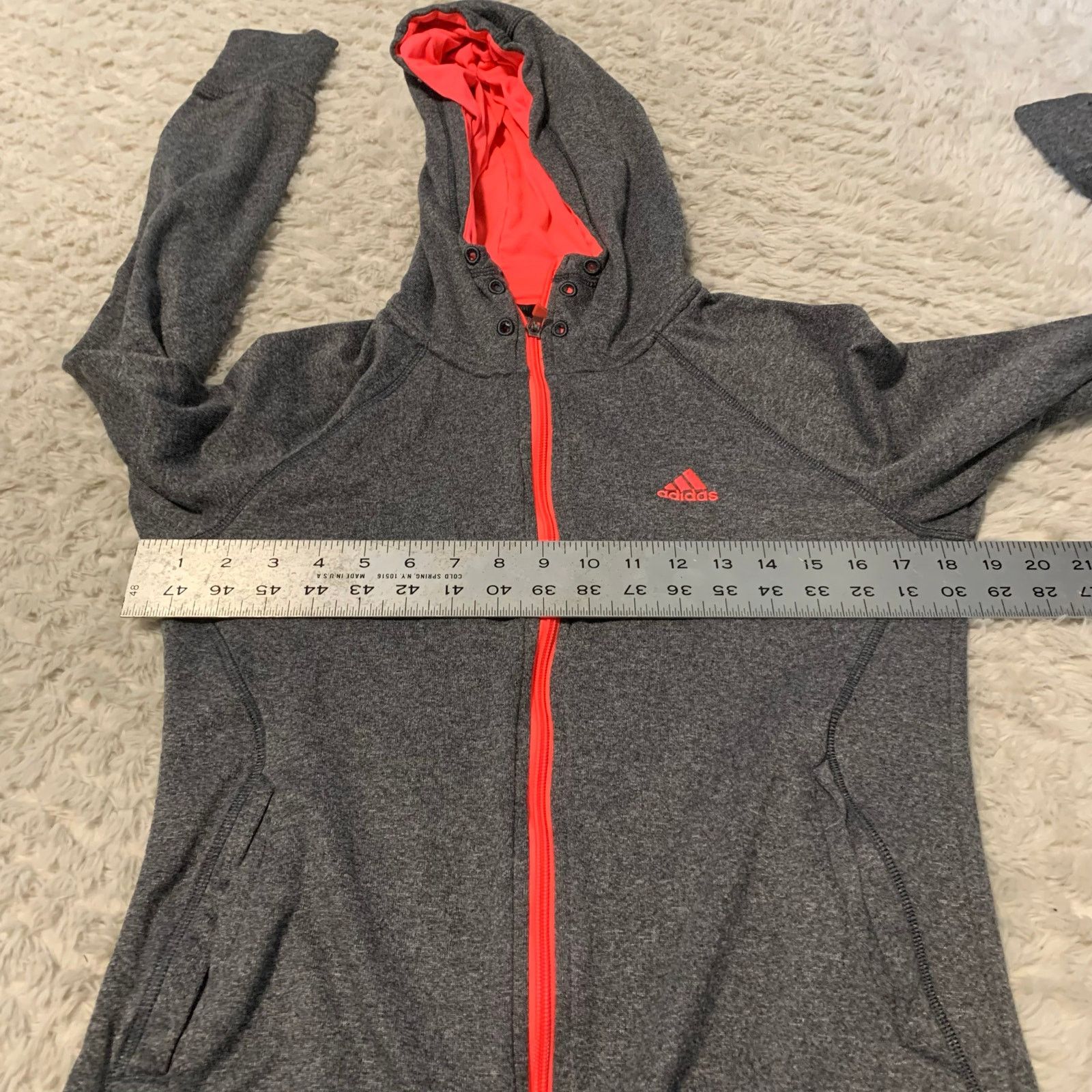 Adidas Adidas Climawarm Ultimate Hooded Zip-Up Gray Orange Full Zip Size S / US 4 / IT 40 - 9 Thumbnail