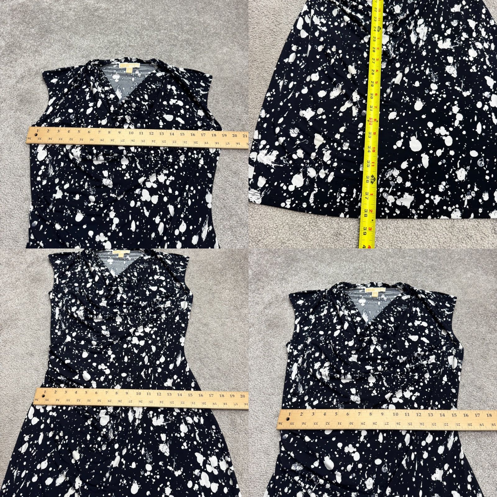 MICHAEL Michael Kors Mini Splatter Cowl Neck Navy White NWOT Medium Dress Womens