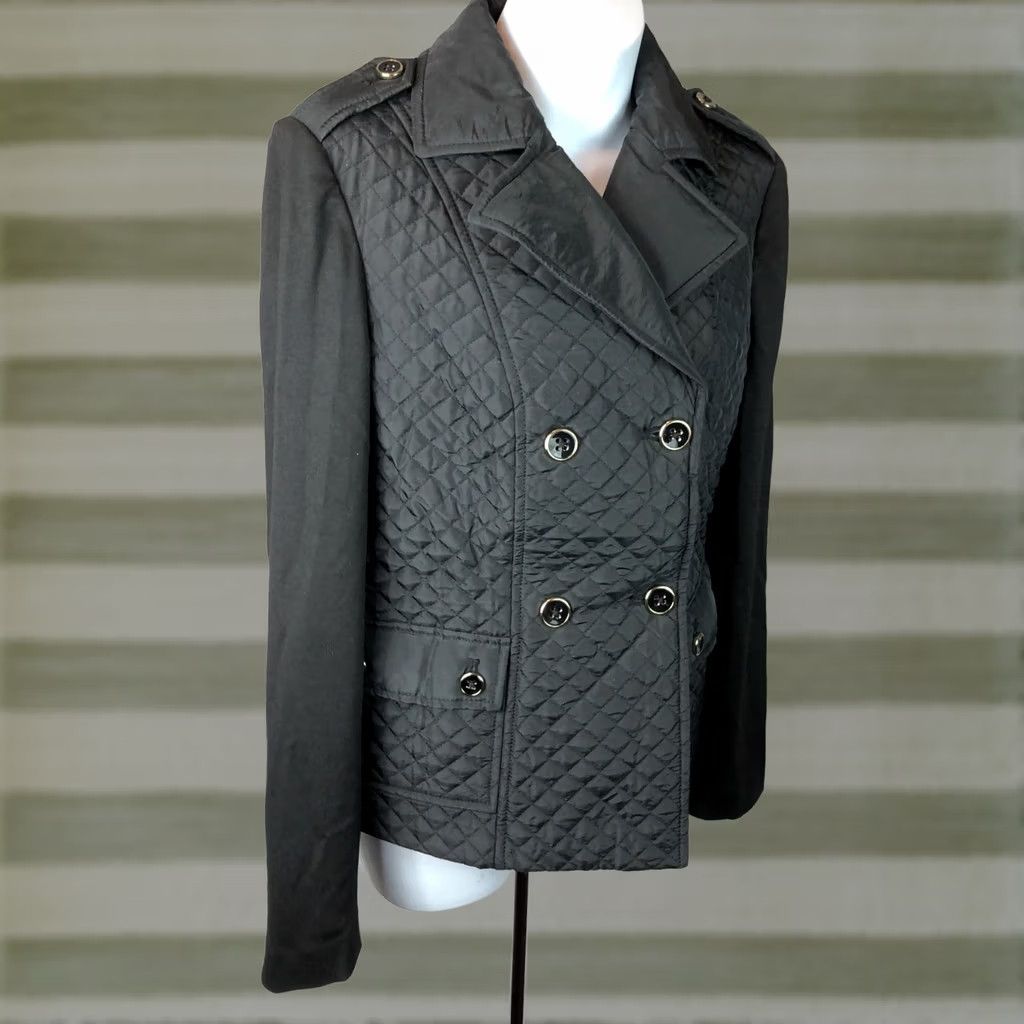 Jones New York Jones NY Jacket S Blk Quilted Puffer Winter Double Button Notch Collar Outdoor Size S / US 4 / IT 40 - 1 Thumbnail