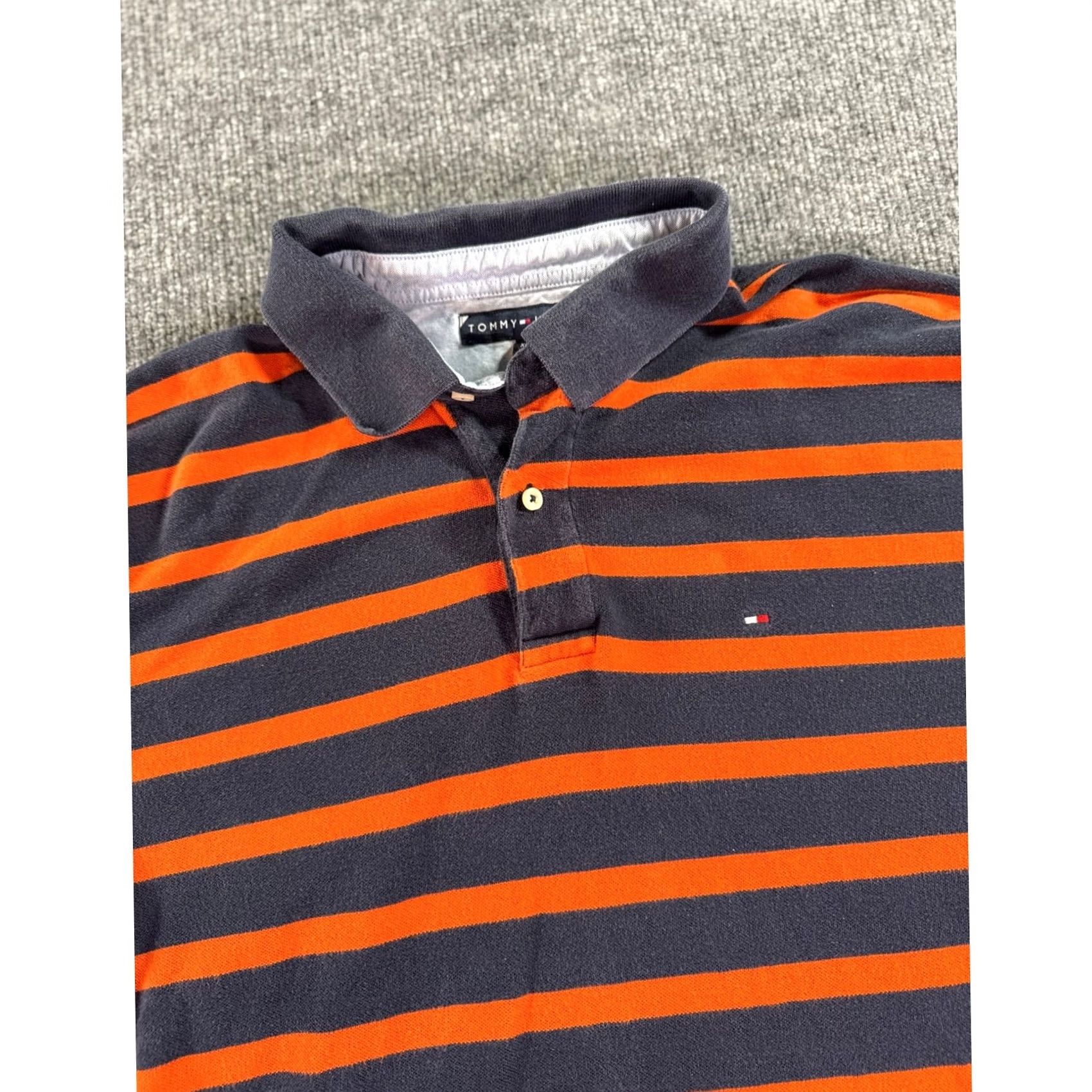 Tommy Hilfiger Tommy Hilfiger Shirt Mens XL Polo Rugby Navy Orange Striped Long Sleeve Cotton Size US XL / EU 56 / 4 - 2 Thumbnail