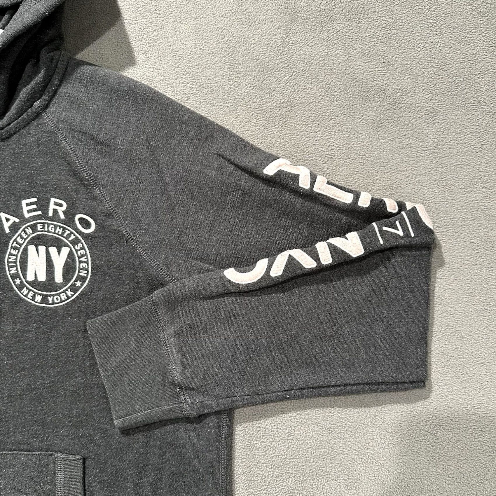 Vintage Aéropostale Hoodie Womens Large Gray Full Zip Logo 1987 New York Size L / US 10 / IT 46 - 6 Thumbnail