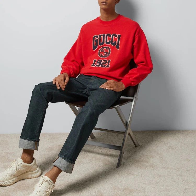 Gucci o1loc1c0925 Cotton Jersey Sweatshirt With Embroidery in Red Size US M / EU 48-50 / 2 - 2 Thumbnail