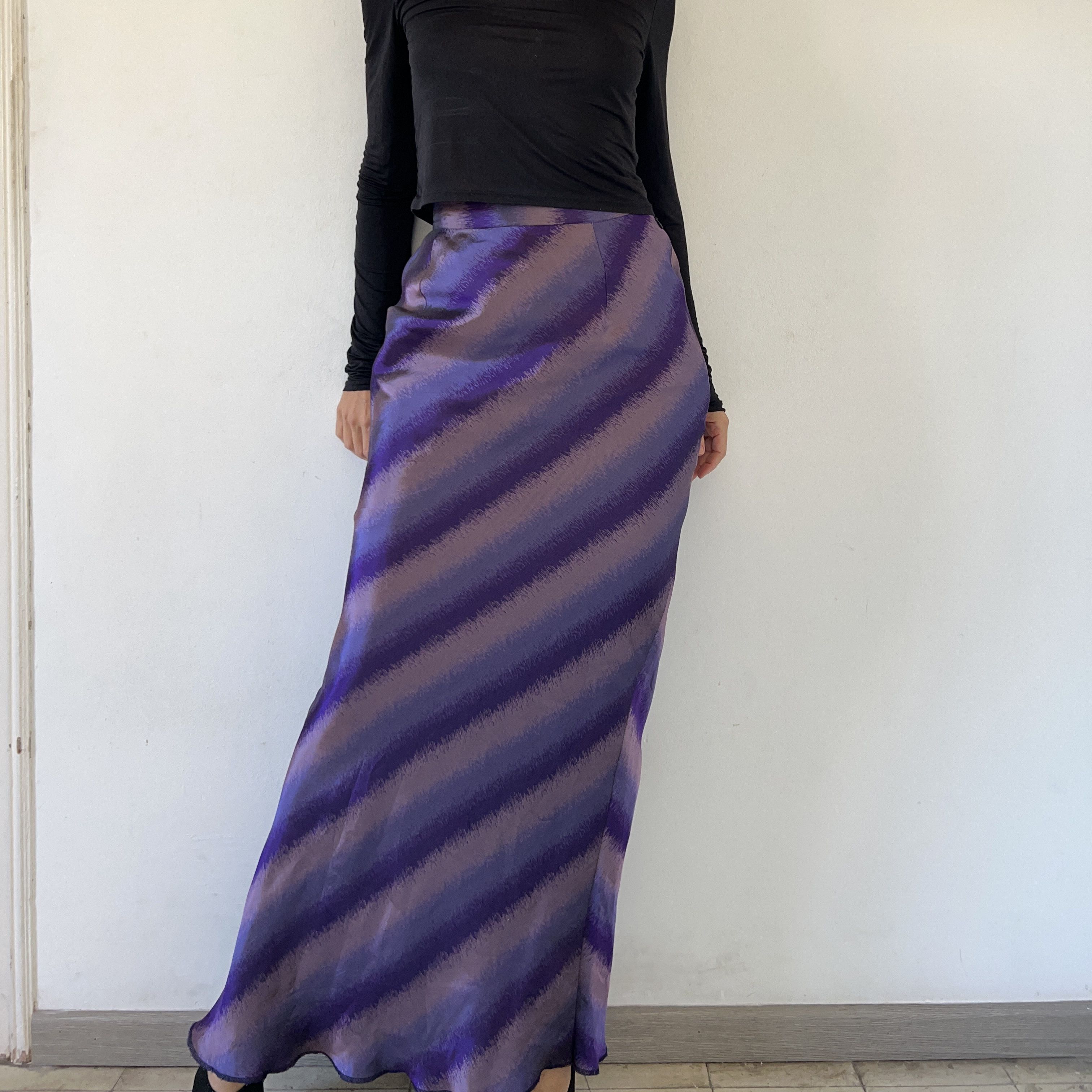 Vintage Vintage 90s Satin Maxi Skirt Size 28" / US 6 / IT 42 - 1 Thumbnail