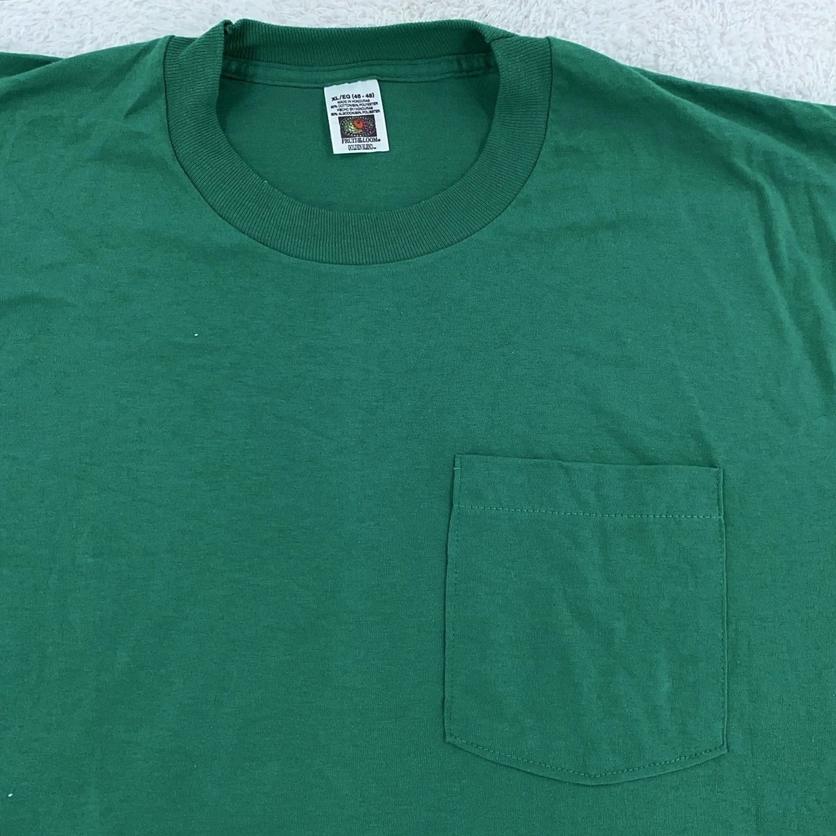 Fruit Of The Loom Fruit of the Loom Shirt Green Pocket Tee Mens L Cotton Polyester Crew Neck Short Sleeve Vintage Blank Size US L / EU 52-54 / 3 - 2 Thumbnail