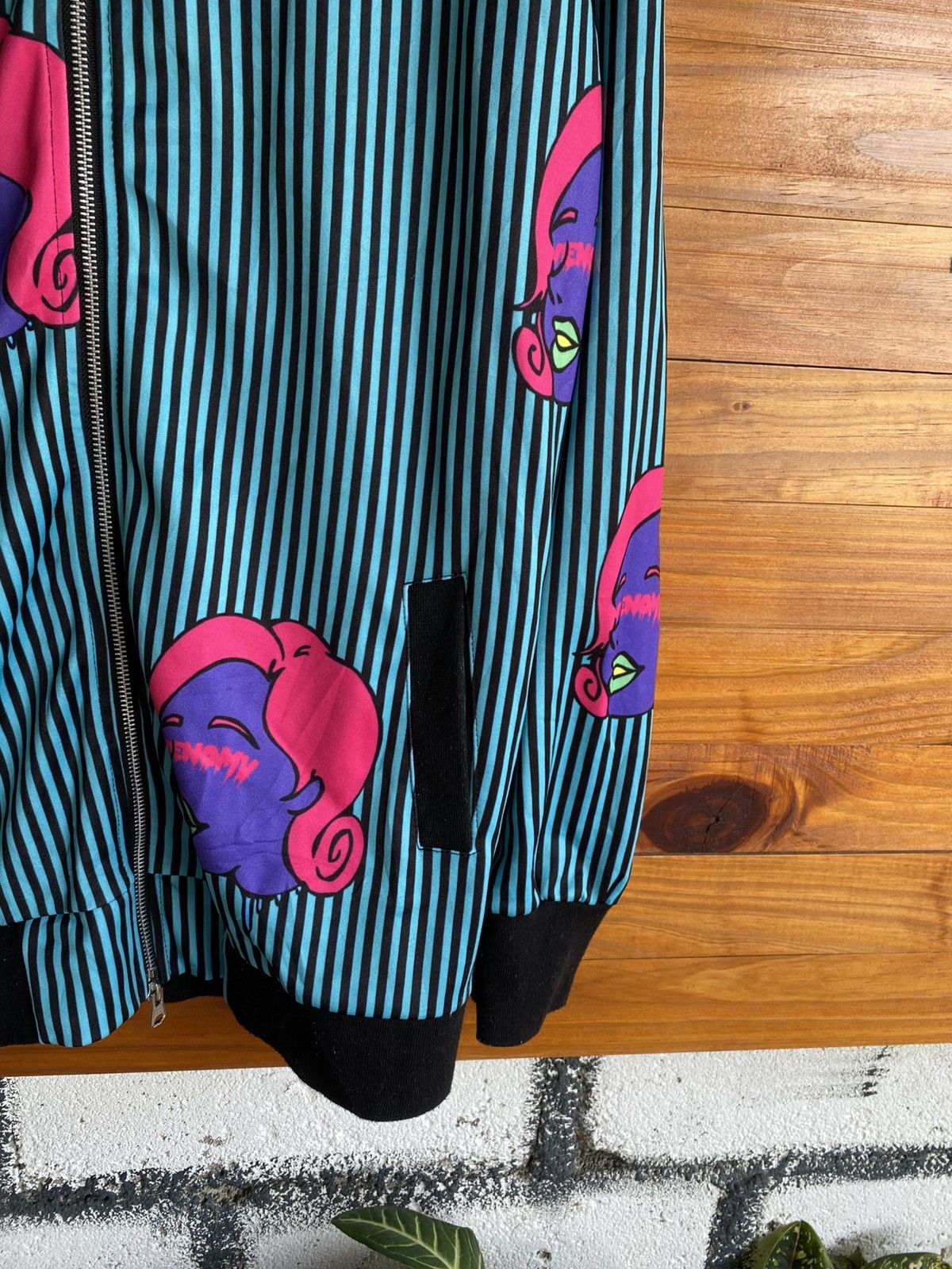Japanese Brand After Venom Graphic Zip Jacket – Pop Art Face Print Striped Size L / US 10 / IT 46 - 10 Thumbnail