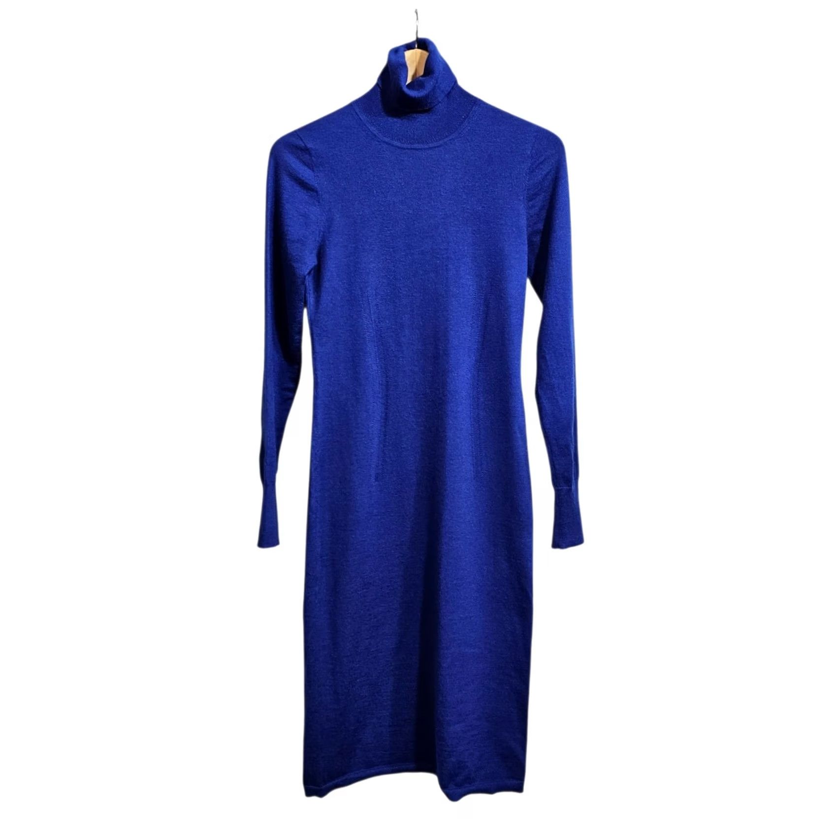 Joseph Joseph Dress Blue Medium Turtle Neck Cashmere Knit Knee Length Dress Size M / US 6-8 / IT 42-44 - 2 Thumbnail