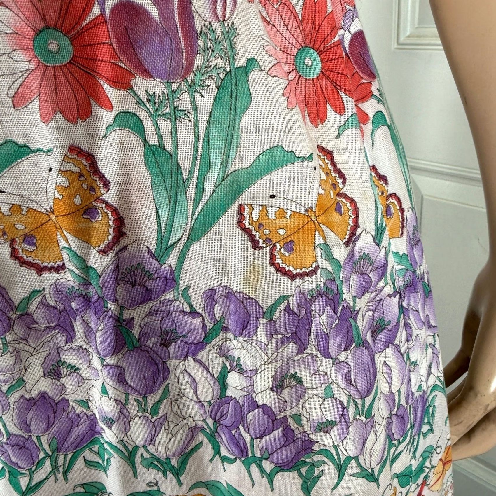 Vintage VINTAGE Floral Cotton Halter Dress XS Long Maxi 70s Bohemian Butterfly Hippie NN27 Womens Size XS / US 0-2 / IT 36-38 - 3 Thumbnail