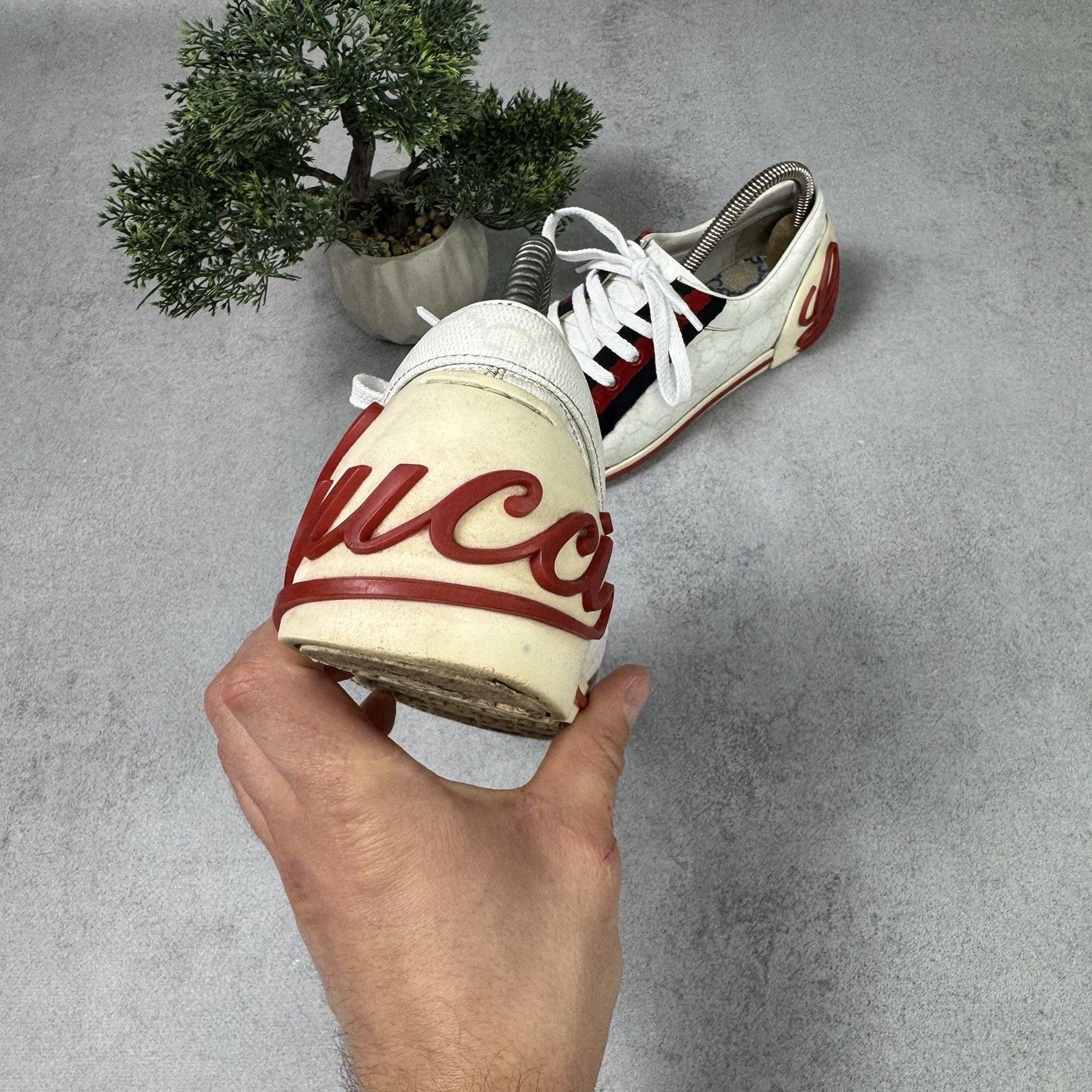 Gucci Gucci Sneakers GG Logo Monogram Stripe Leather White Y2K Size US 6 / IT 36 - 10 Thumbnail