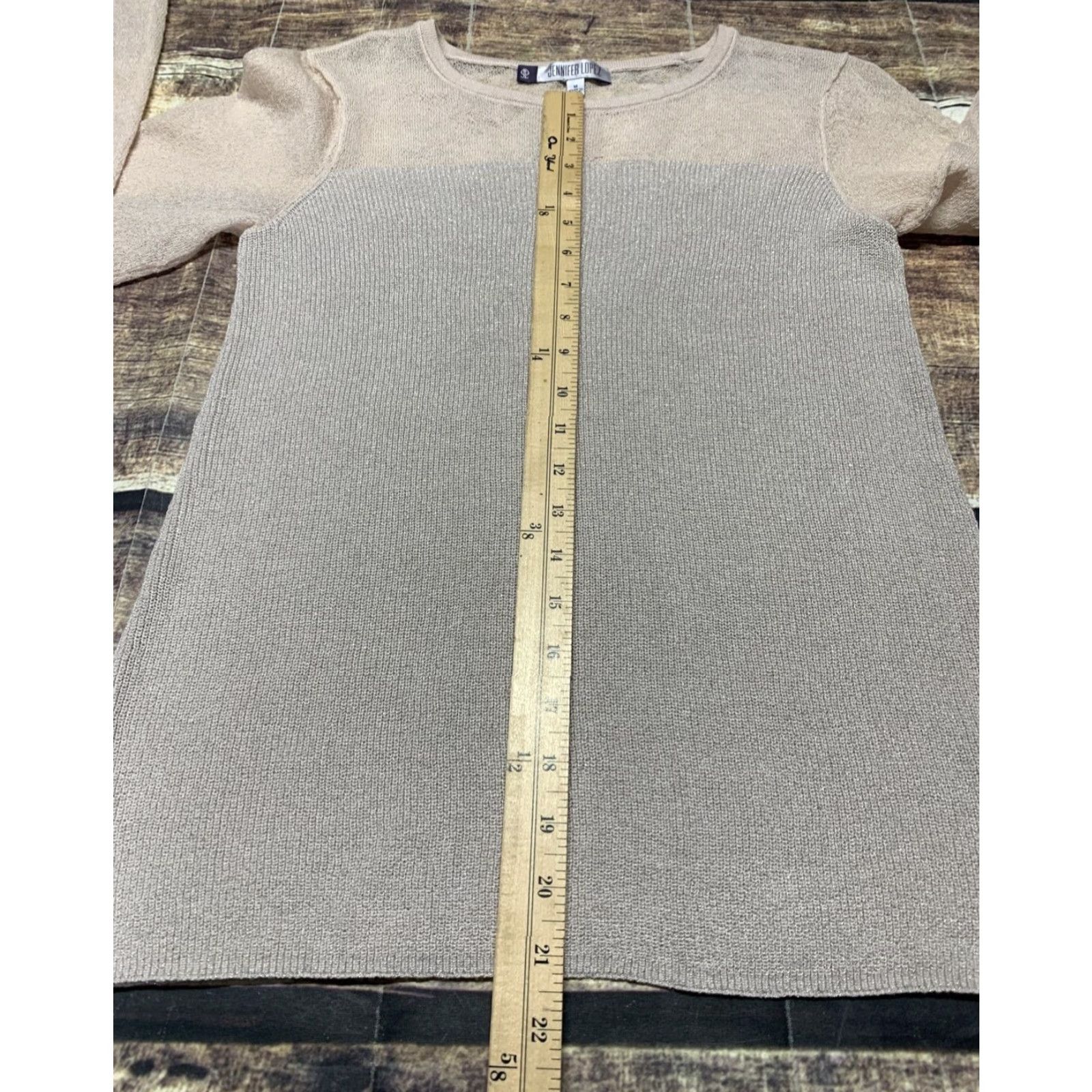 Vintage Jennefer Lopes Jennifer Lopez Womens Pullover Top Shirt Medium Salmon Shear Long Sparkly Knit Glitter Size M / US 6-8 / IT 42-44 - 7 Thumbnail