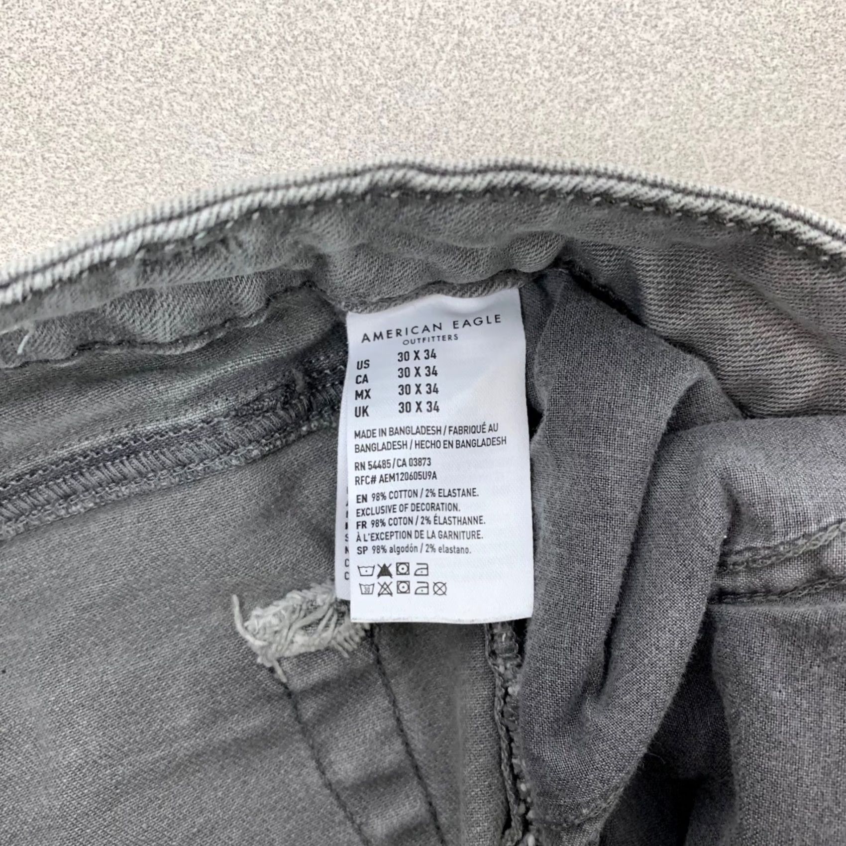 Vintage American Eagle Slim Jeans Mens 30x34 Grey Ne(x)t Level Flex Stretch Denim Jeans Size US 30 / EU 46 - 4 Thumbnail
