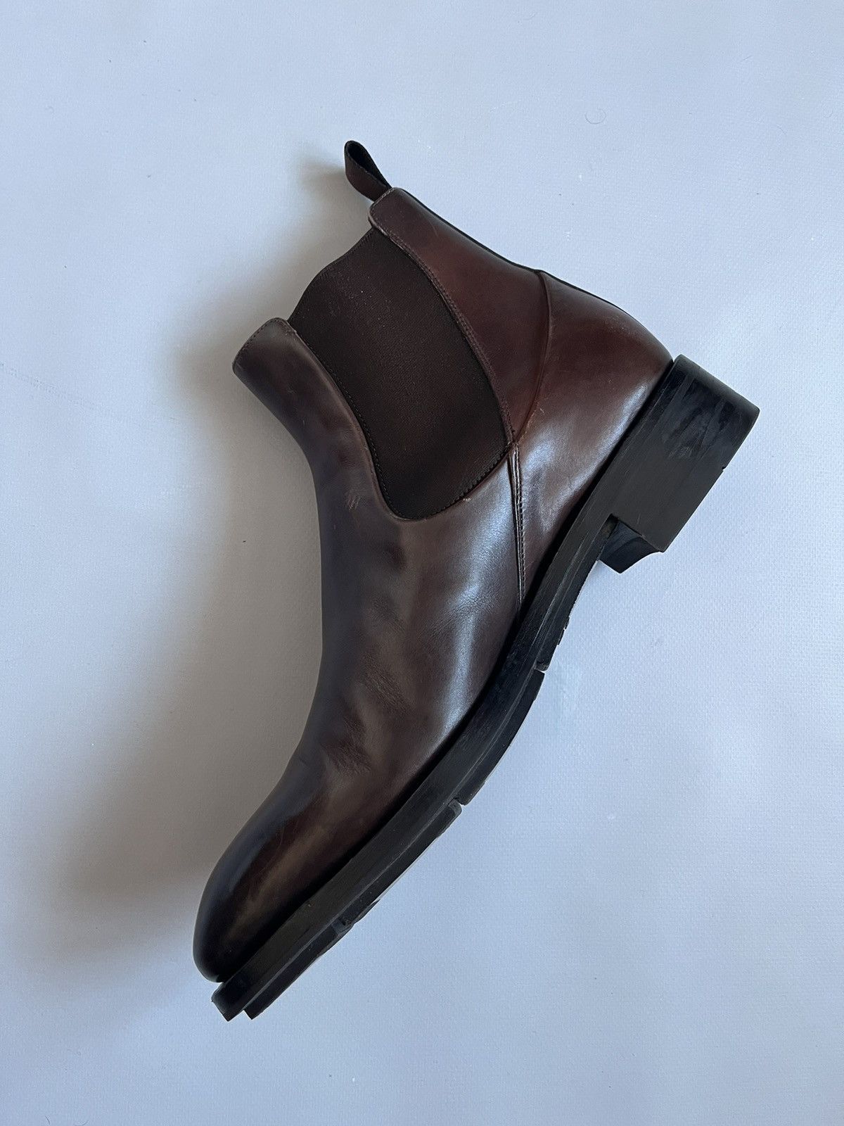 Santoni Santoni Men Brown Leather Chelsea Boots Size US 10.5 / EU 43-44 - 6 Thumbnail