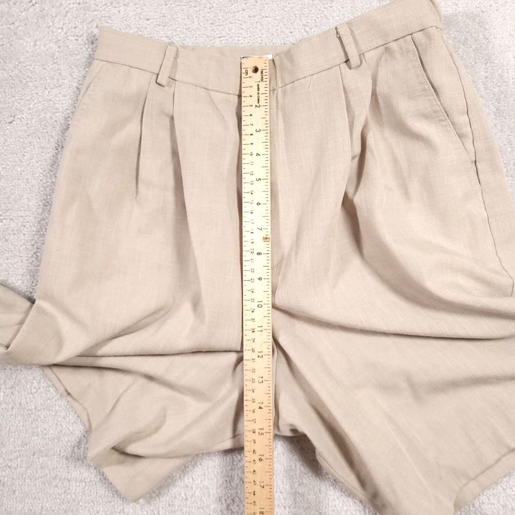 Vintage VINTAGE IC Isaacs Mom Shorts Women's 16 Tab High Rise Elastic Waist Baggy Woven - Beige Cotton Secretar y/Geek Mens? Size 38" / US 16 / IT 52 - 6 Thumbnail