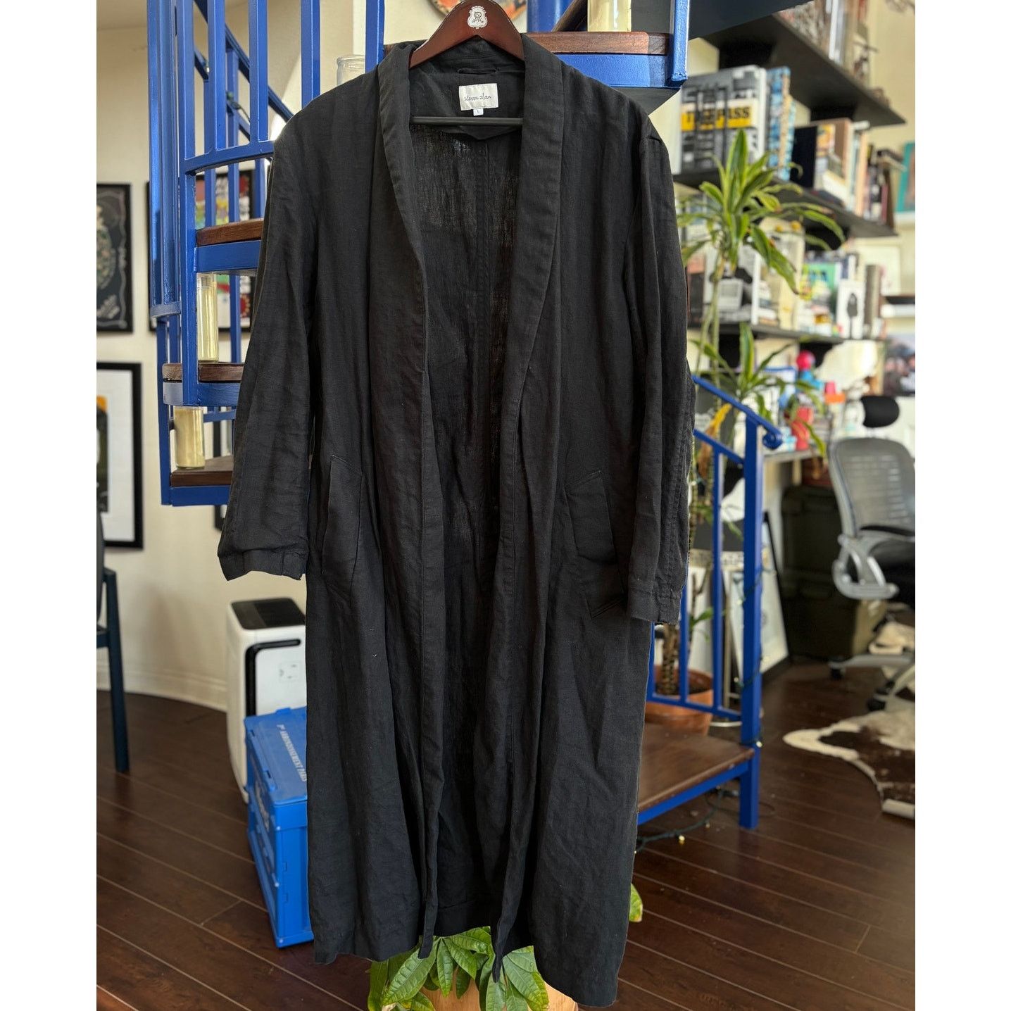 Steven Alan Steven Alan Black Linen Blend Long Jacket Size L Size US L / EU 52-54 / 3 - 5 Thumbnail