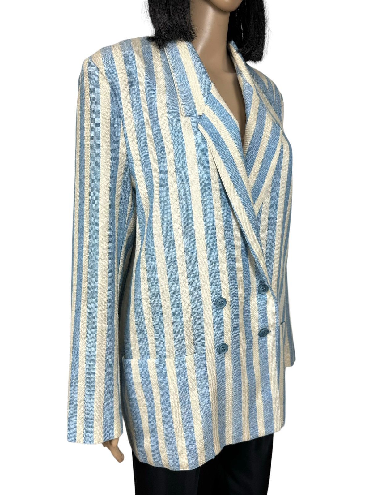 Ganni Ganni Striped Double-Breasted Linen-Cotton Blazer size M Size M / US 6-8 / IT 42-44 - 5 Thumbnail