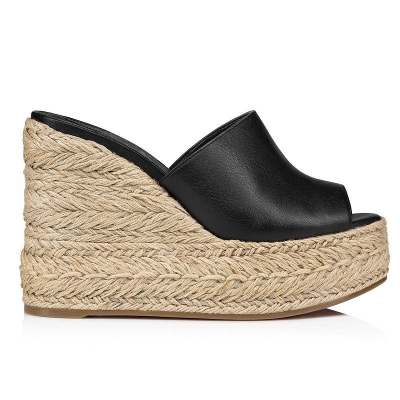 Christian Louboutin os11x0526 Ariella Zeppa 130mm Wedge Espadrilles Mules Black Size US 9 / IT 39 - 1 Thumbnail