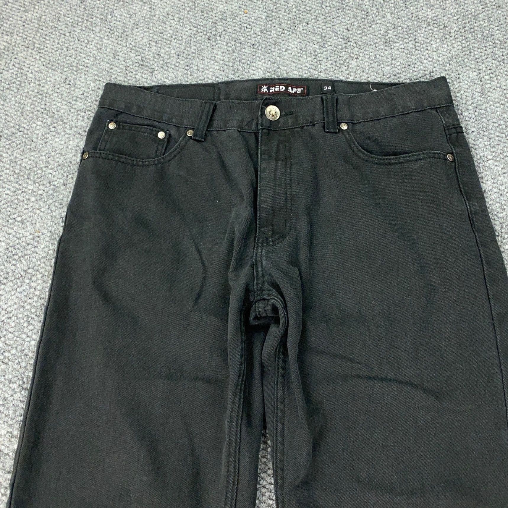 Denime Red Ape Jeans Mens Size 34 Black Denim Baggy Hip Hop Streetwear Grunge Y2K Size US 34 / EU 50 - 2 Thumbnail