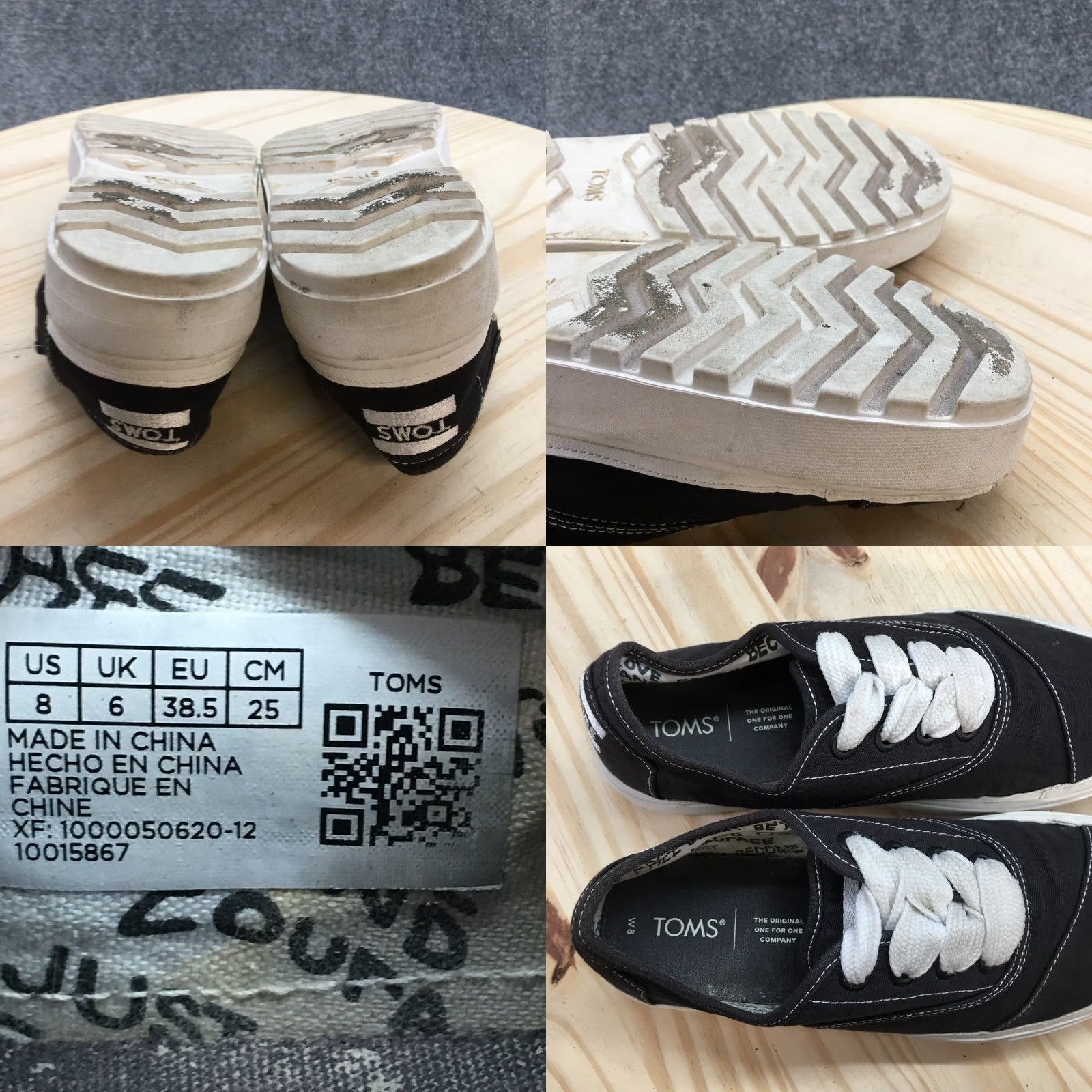 Toms TOMS Sneaker Women 8 Black Cordones Lace Up Platform Casual Comfort Size US 8 / IT 38 - 9 Thumbnail