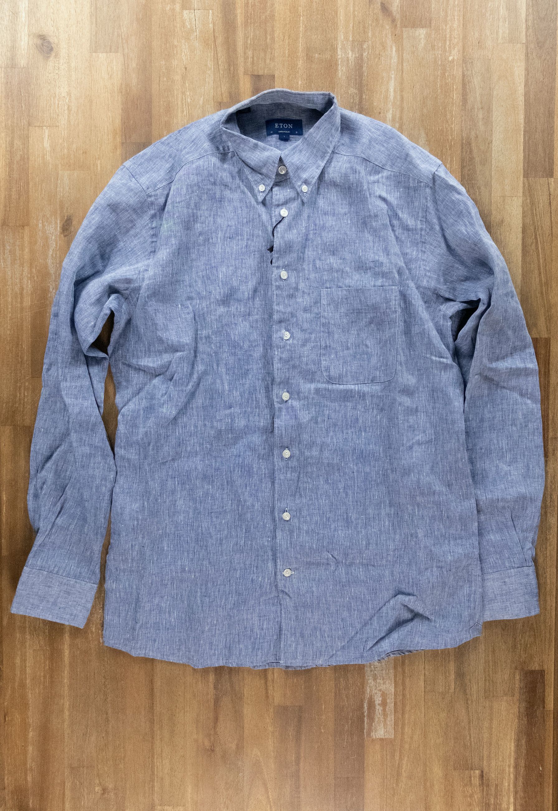 Eton ETON of Sweden contemporary fit blue linen shirt 41 Large Size US L / EU 52-54 / 3 - 1 Thumbnail