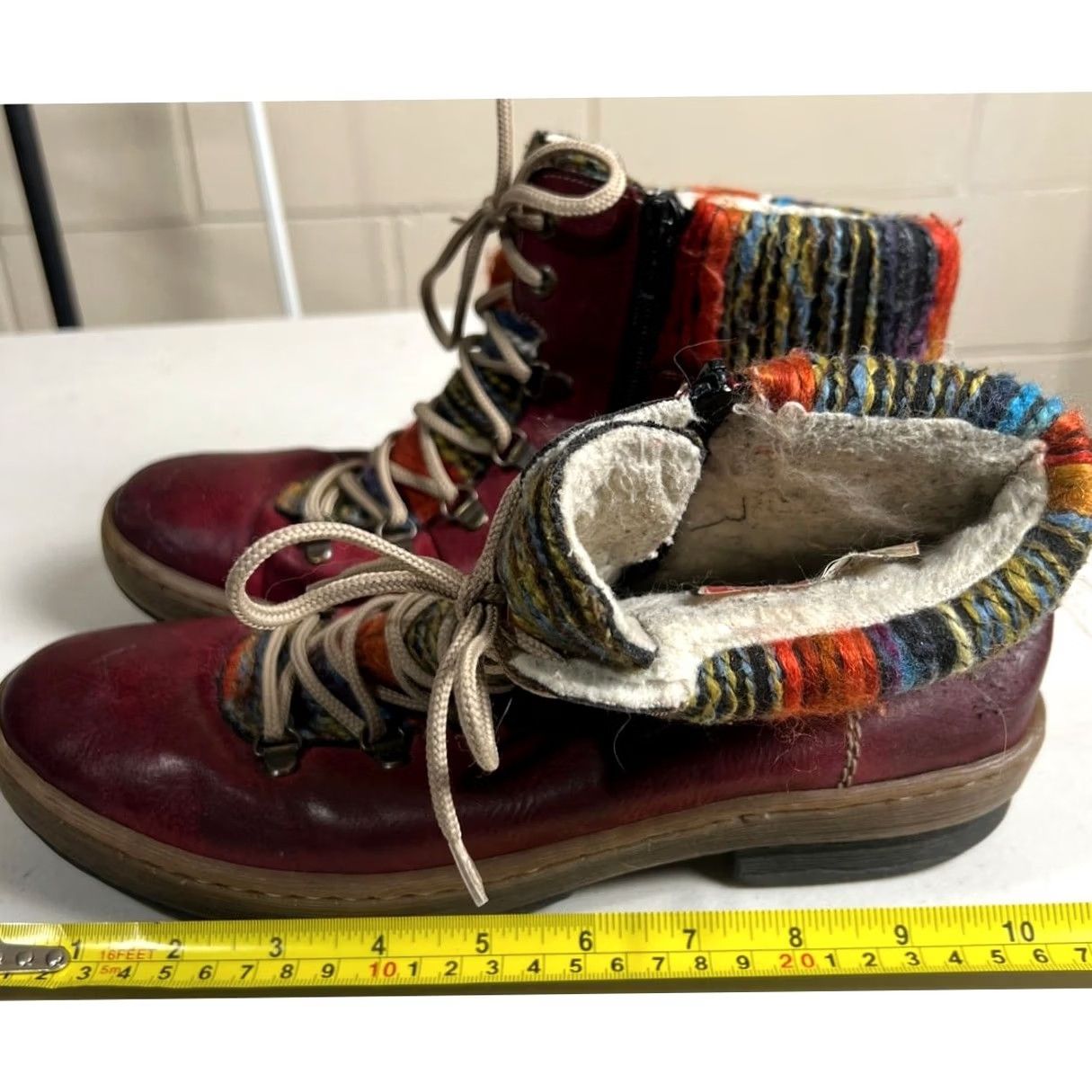 Rieker Rieker Felicitas Ankle Boots Red Sherpa Lined Side Zip Lace Up Womens 42 Boots Size US 11 / IT 41 - 6 Thumbnail
