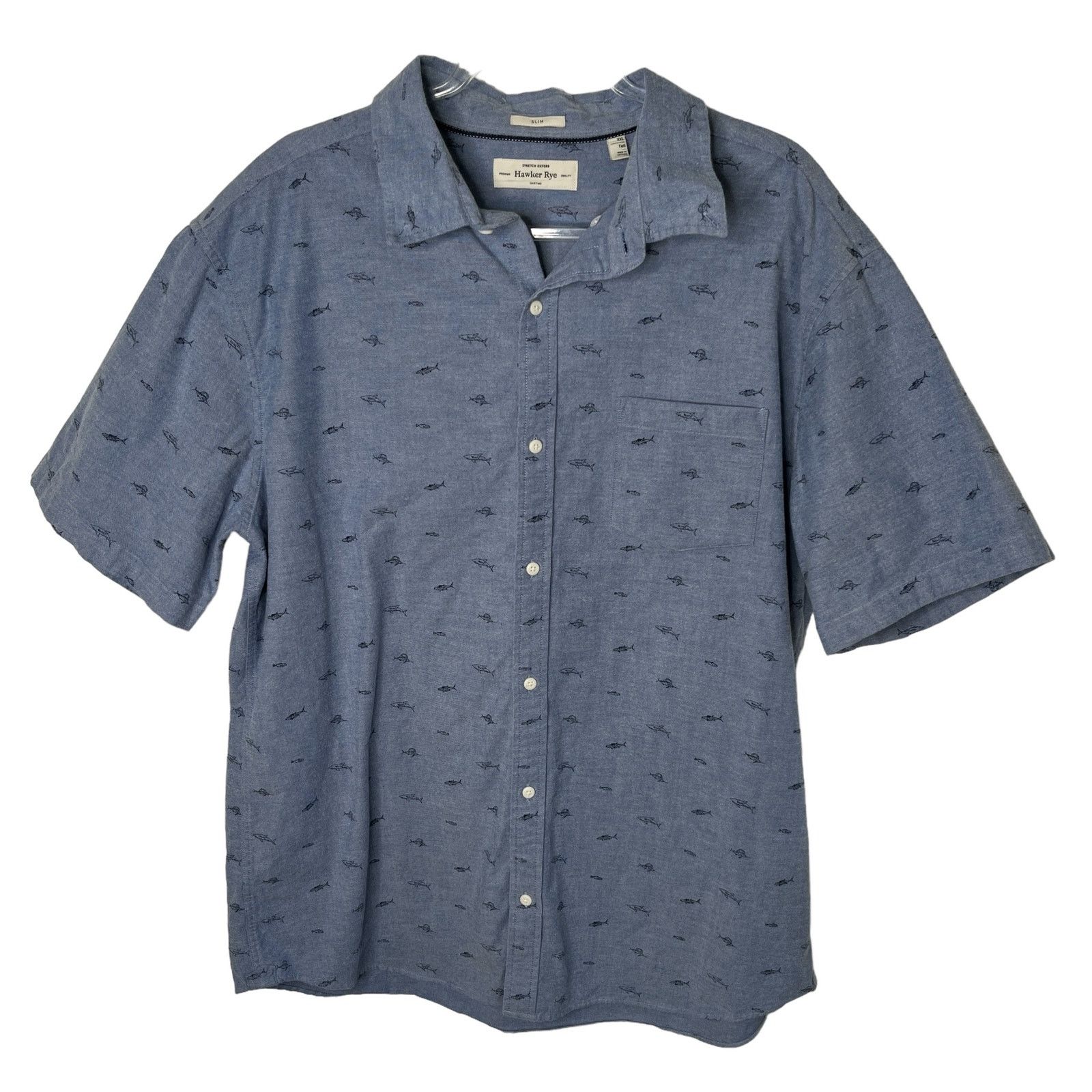 Other Hawker Rye Fish Button Down Stretch Oxford Slim XXL Tall Size US XXL / EU 58 / 5 - 1 Thumbnail
