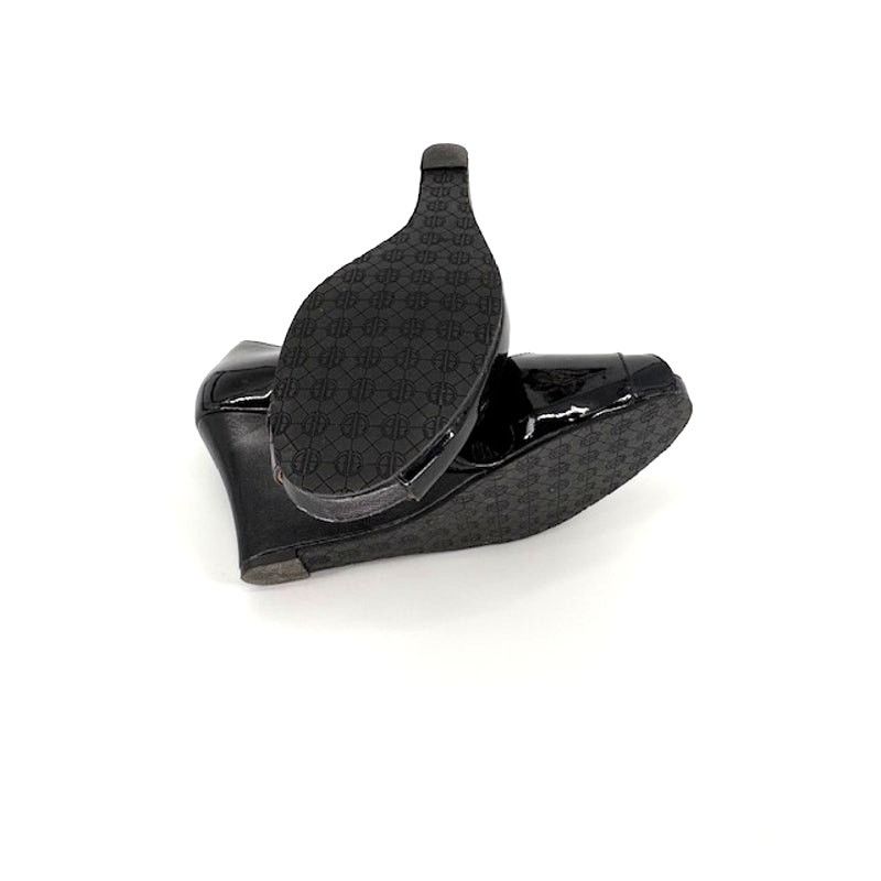 Lilly Pulitzer Lilly Pulitzer Patent Leather Peep Toe 3” Wedges in Black Size US 7.5 / IT 37.5 - 9 Thumbnail