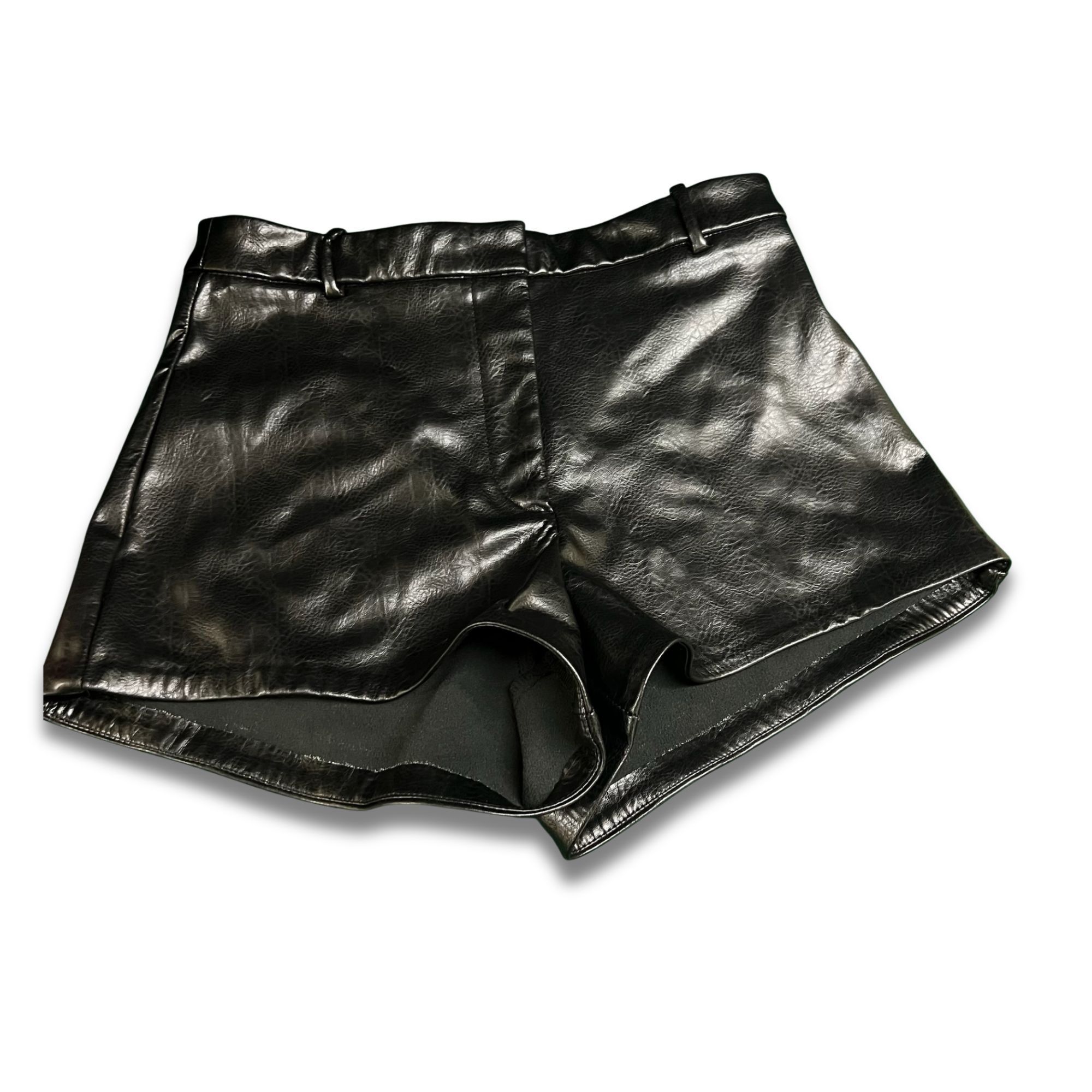 H&M H&M Black Faux Leather Mini Shorts Size 12 Womens High-Waist Size 34" / US 12 / IT 48 - 2 Thumbnail
