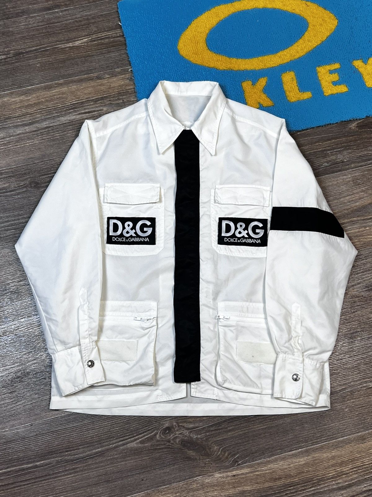 Dolce & Gabbana × Vintage 90’s Vintage Dolce Gabbana Patches White Over shirt Jacket Size US M / EU 48-50 / 2 - 1 Thumbnail