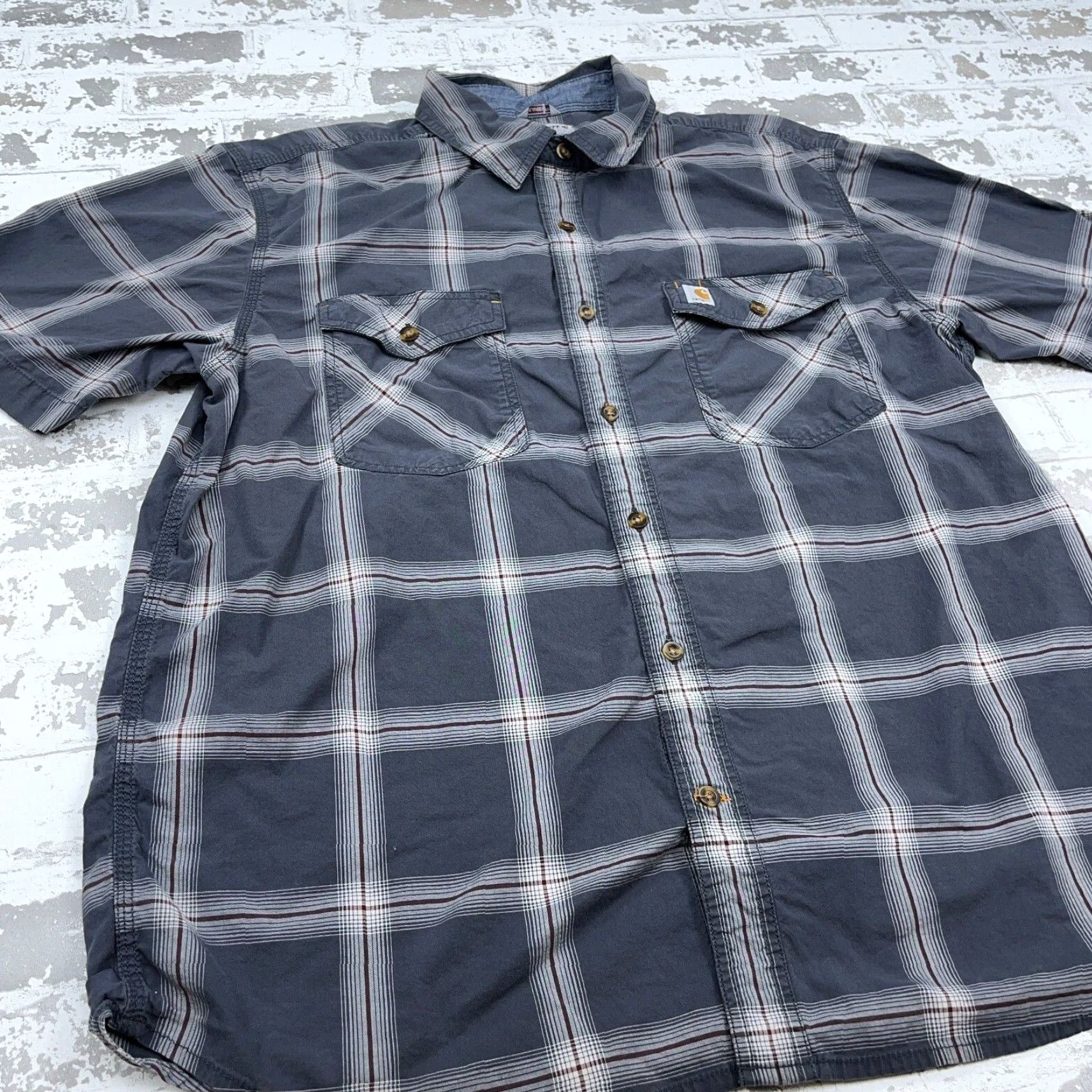 Carhartt Carhartt Shirt Men XL Blue Plaid Button Up Workwear Relaxed Model Carhartt Button-Up Short Sleeve Casual Workwear Mens Blue Plaid Shirt XL Size US XL / EU 56 / 4 - 5 Thumbnail