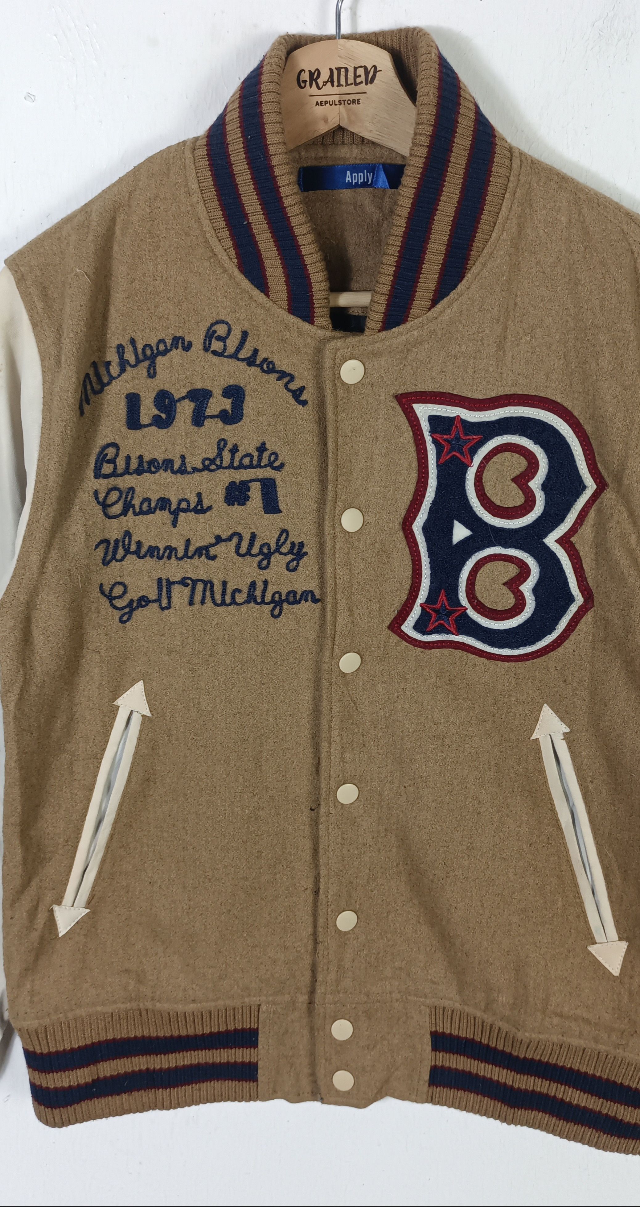 Japanese Brand × Vintage 90🔥Vintage Apply Letterman Varsity Jacket Size US M / EU 48-50 / 2 - 6 Thumbnail