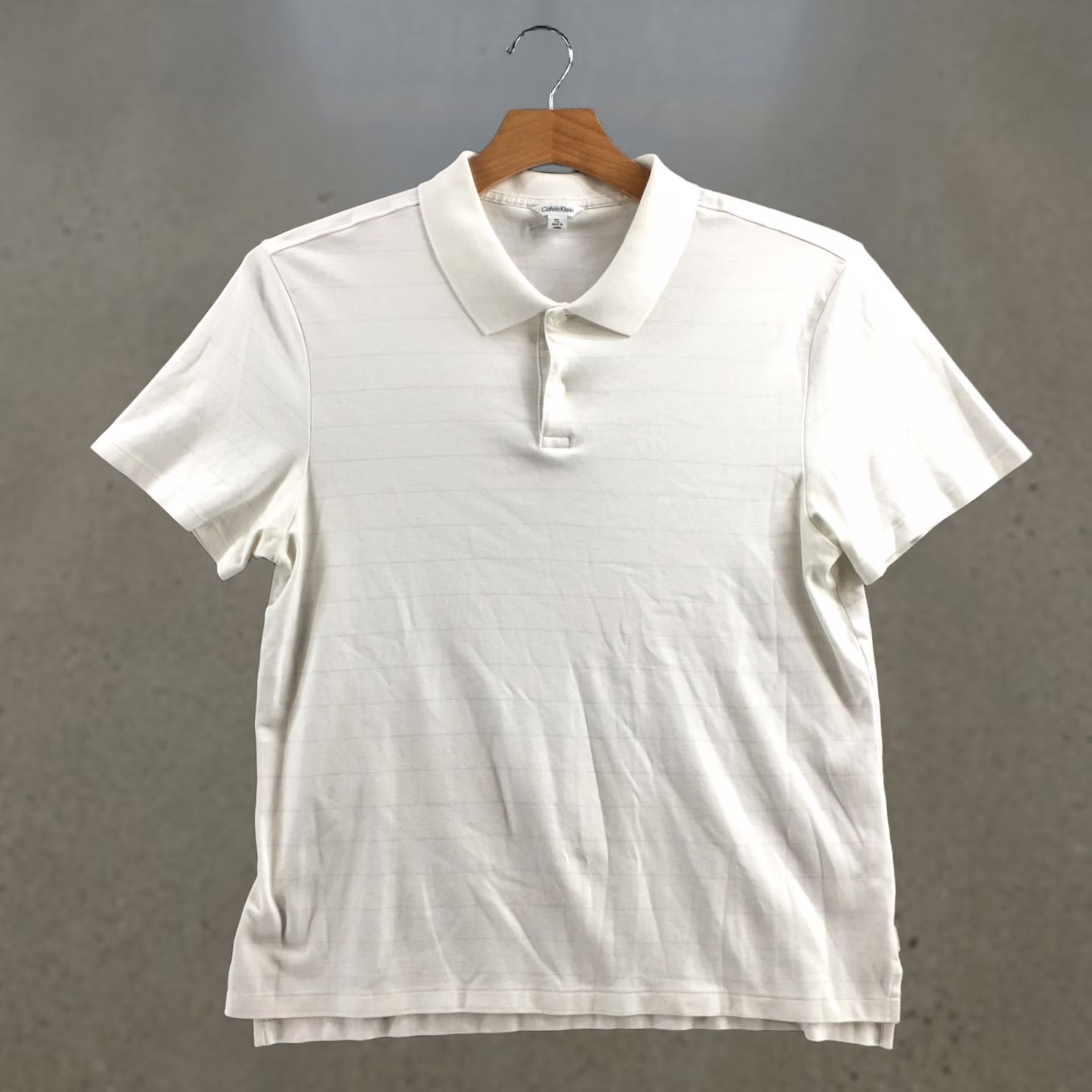 Calvin Klein Calvin Klein Polo Shirt Mens XL White Stripe Cotton Short Sleeve Collared Casual Size US XL / EU 56 / 4 - 1 Thumbnail