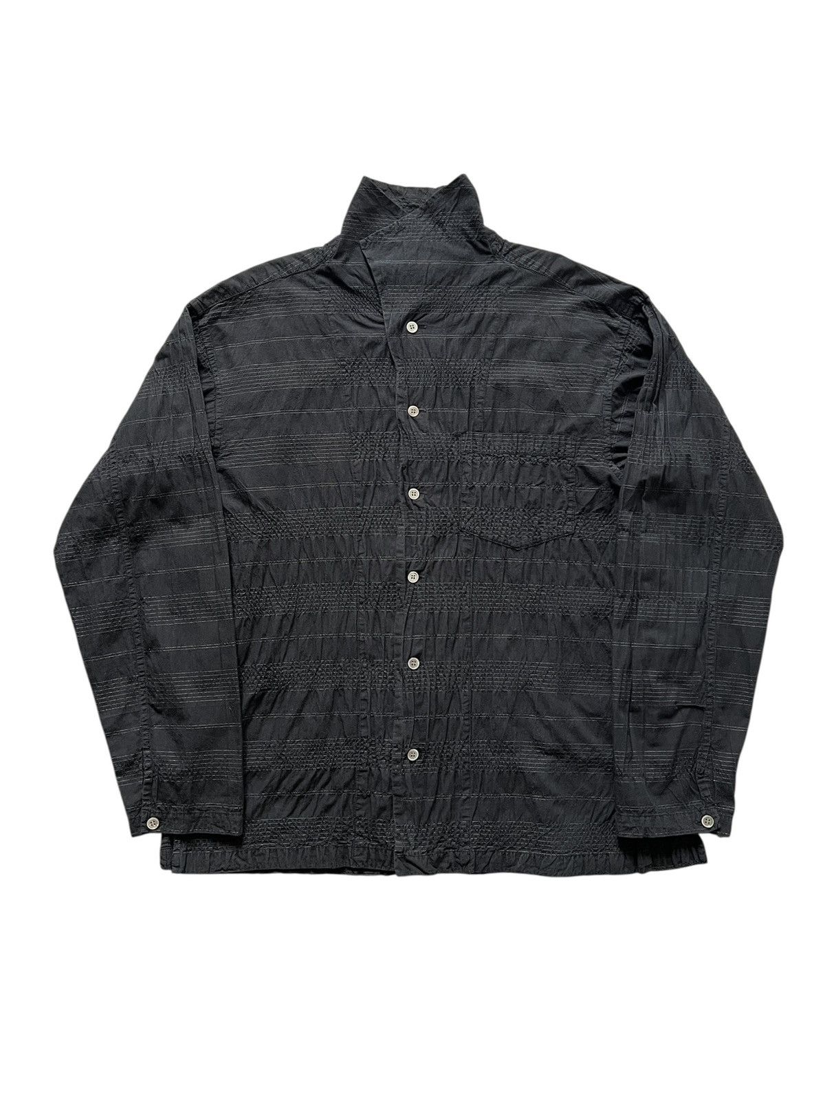 Issey Miyake 1990s Issey Miyake Textured Asymmetrical Button Up Shirt Size US M / EU 48-50 / 2 - 1 Thumbnail