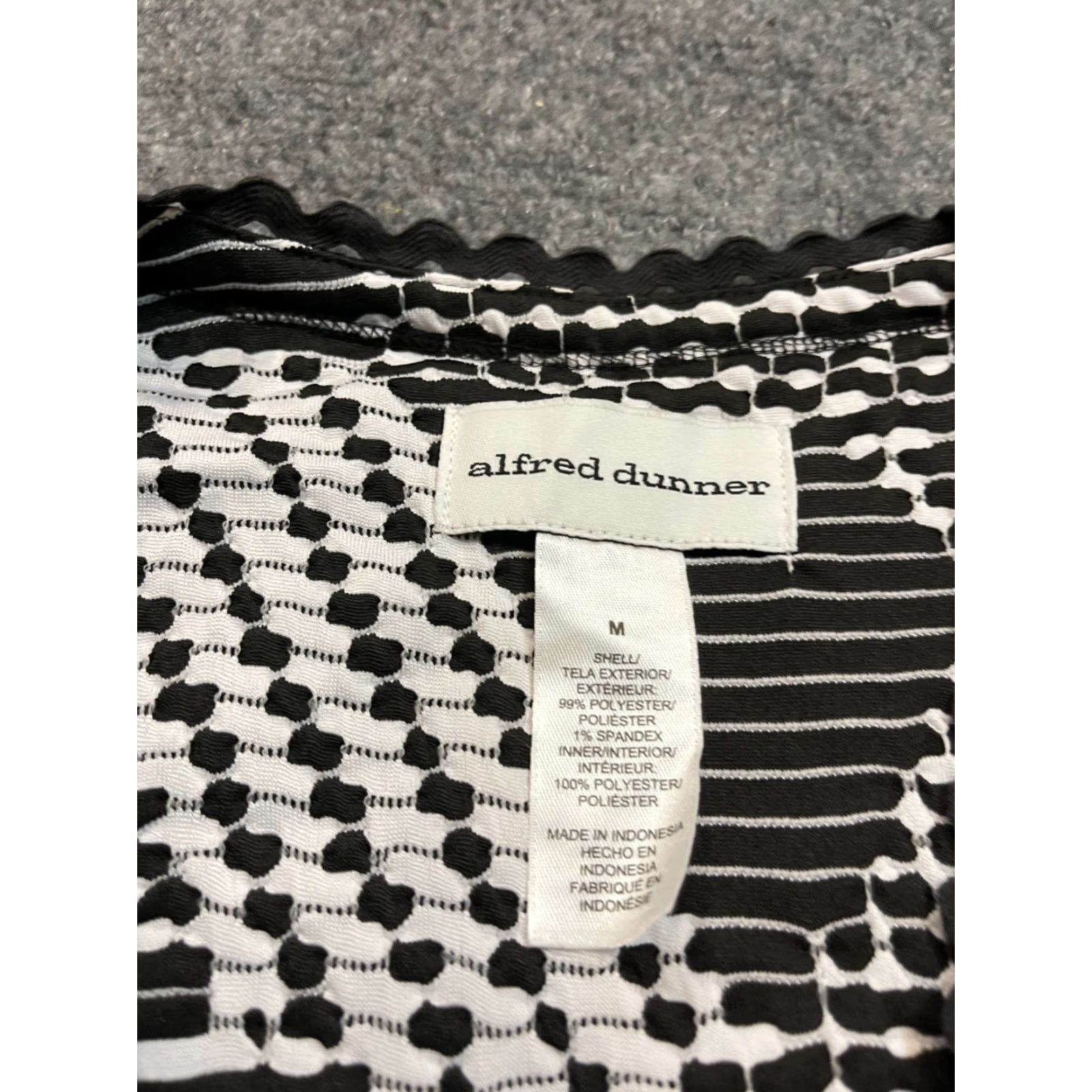 Vintage ALFRED DUNNER Blouse Womens M Open Front Black & White Shirt Woman Medium Black & White Size M / US 6-8 / IT 42-44 - 4 Thumbnail