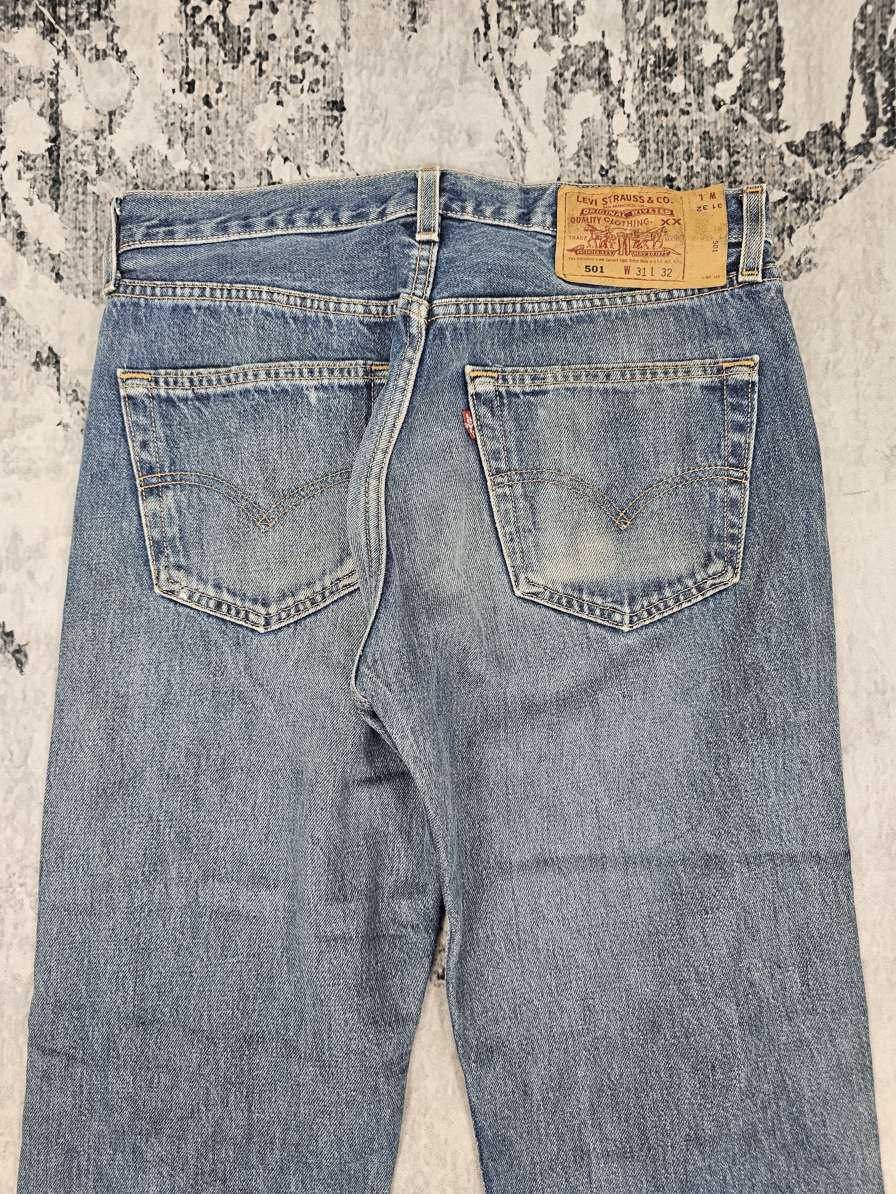 Levi's Vtg 90's LEVIS 501 Ripped Distressed Jean Size 31X29.5 L0421 Size US 31 - 9 Thumbnail