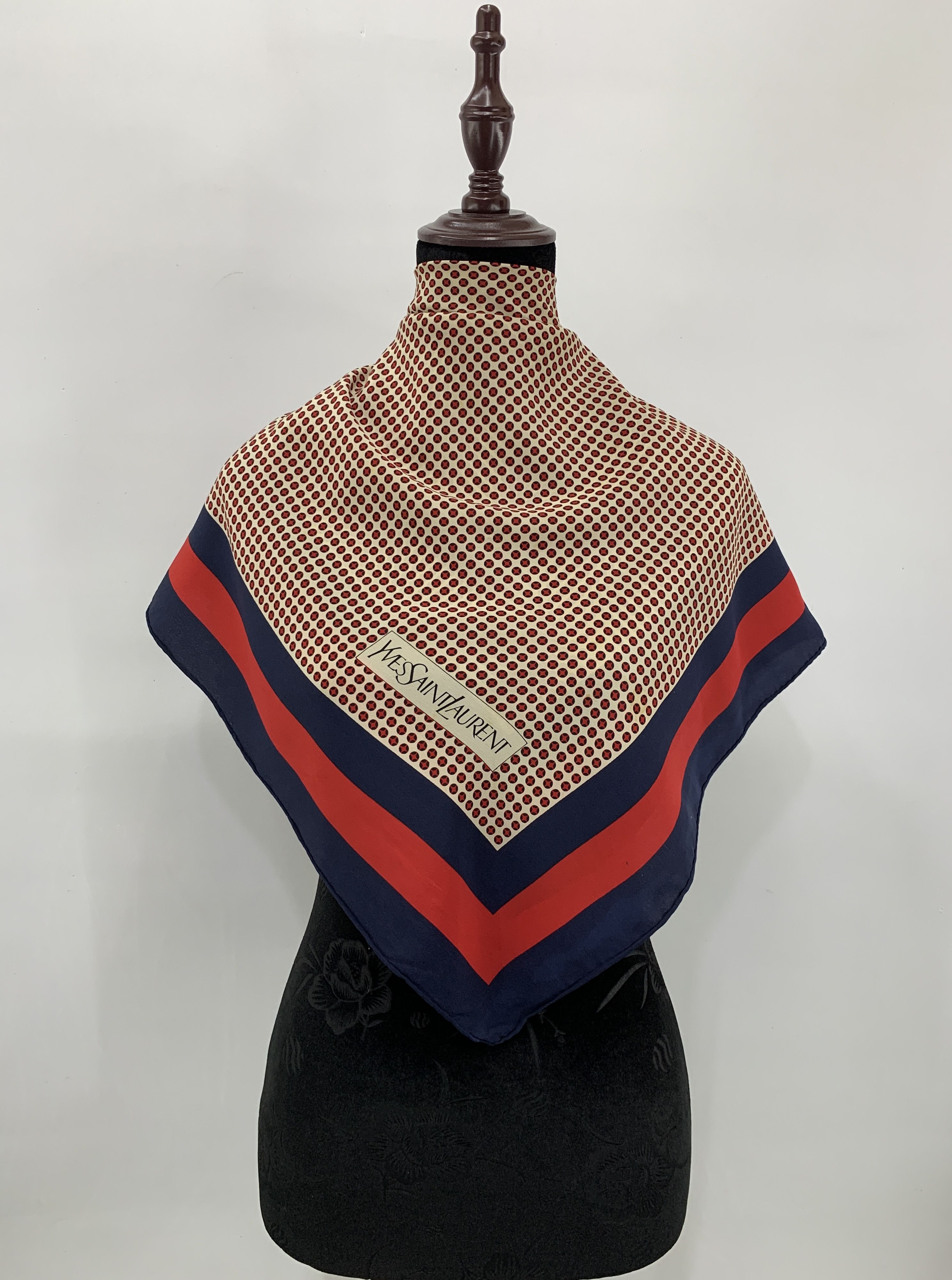 Vintage Yves Saint Laurent Polka dot Scarf Shawl - SCA391