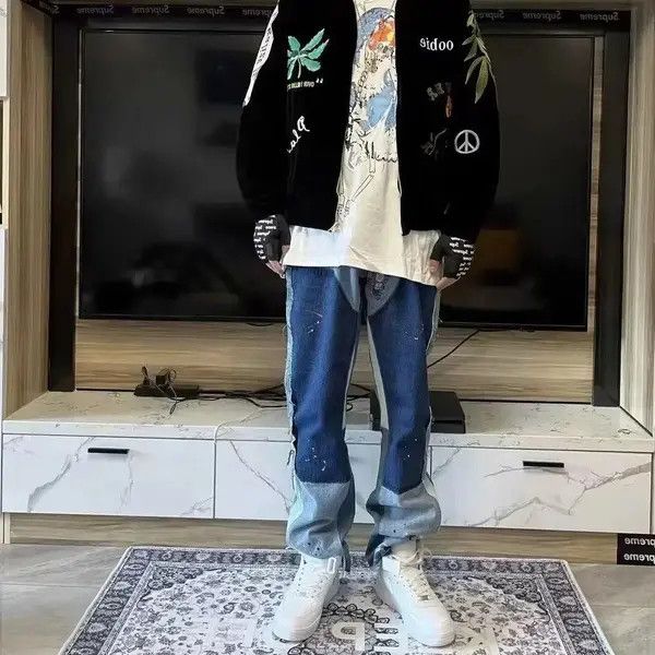 Japanese Brand × Jean Paint Splatter Stacked Denim Jeans y2k retro Size US 32 / EU 48 - 3 Thumbnail