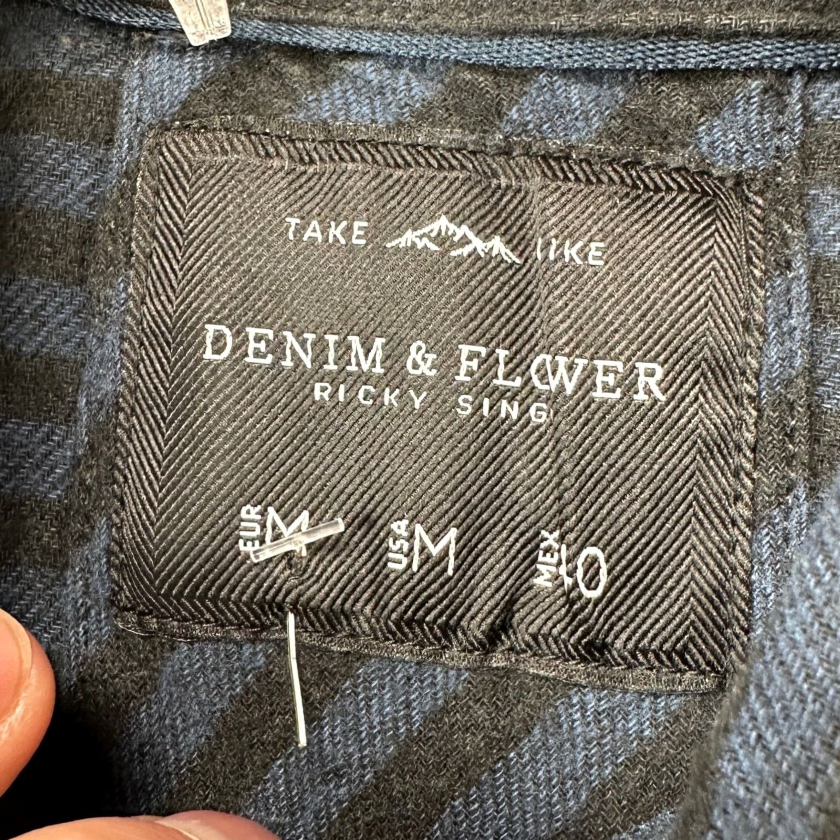 Denime Denim & Flower Denim Flannel Shirt Mens Medium Blue Black Stripes Button Down NEW Size US M / EU 48-50 / 2 - 6 Thumbnail