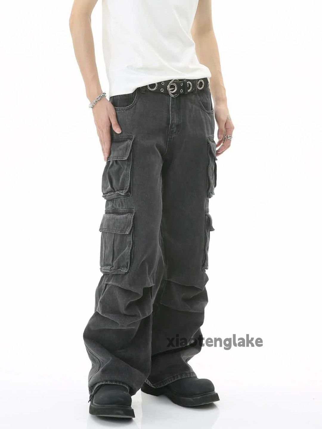 Jean × Vintage washed faded utility skate hiphop baggy cargo jeans Size US 30 / EU 46 - 1 Thumbnail