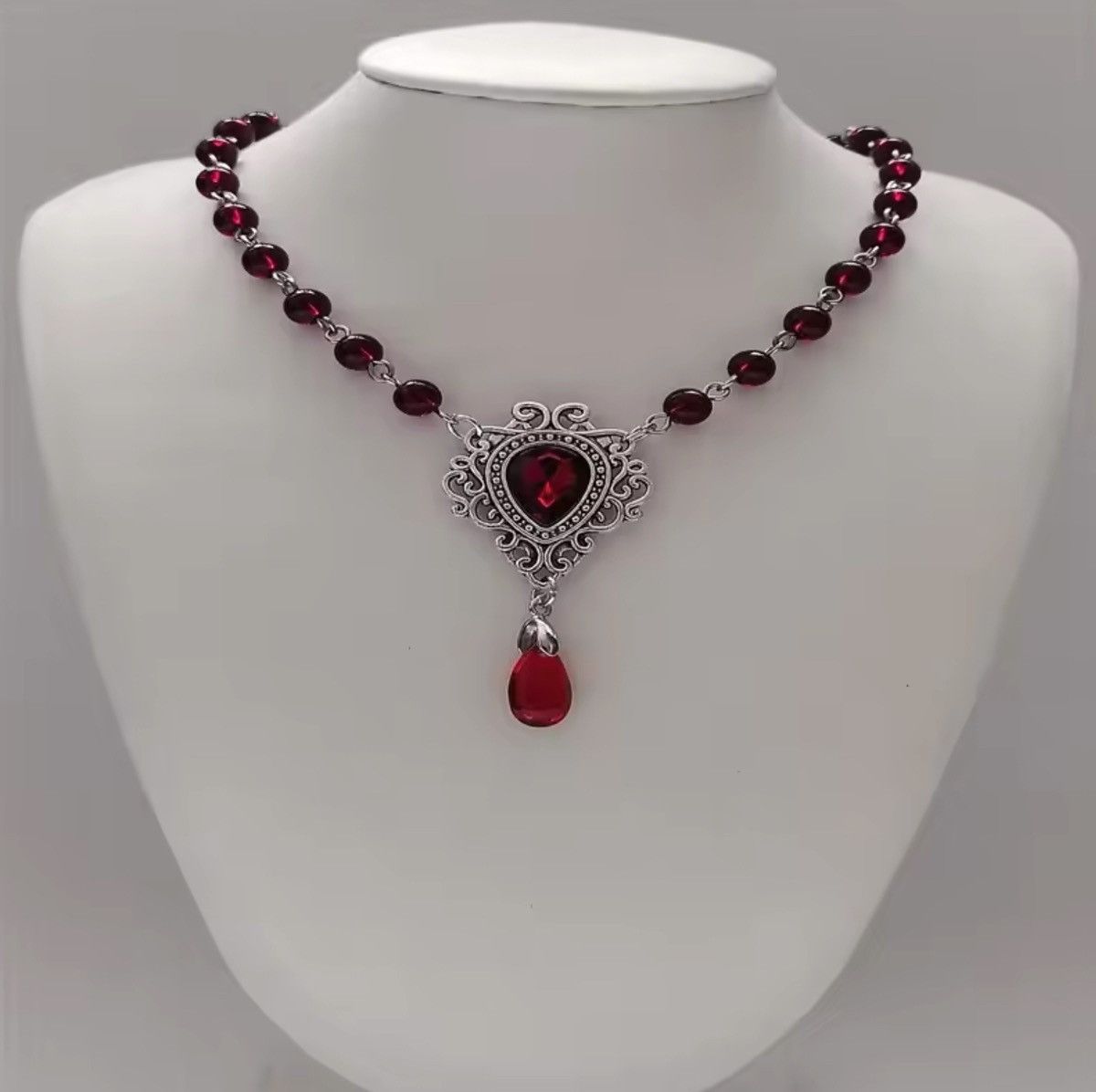 Jewelry Romantic Heart Rosary Necklace Size ONE SIZE - 4 Thumbnail