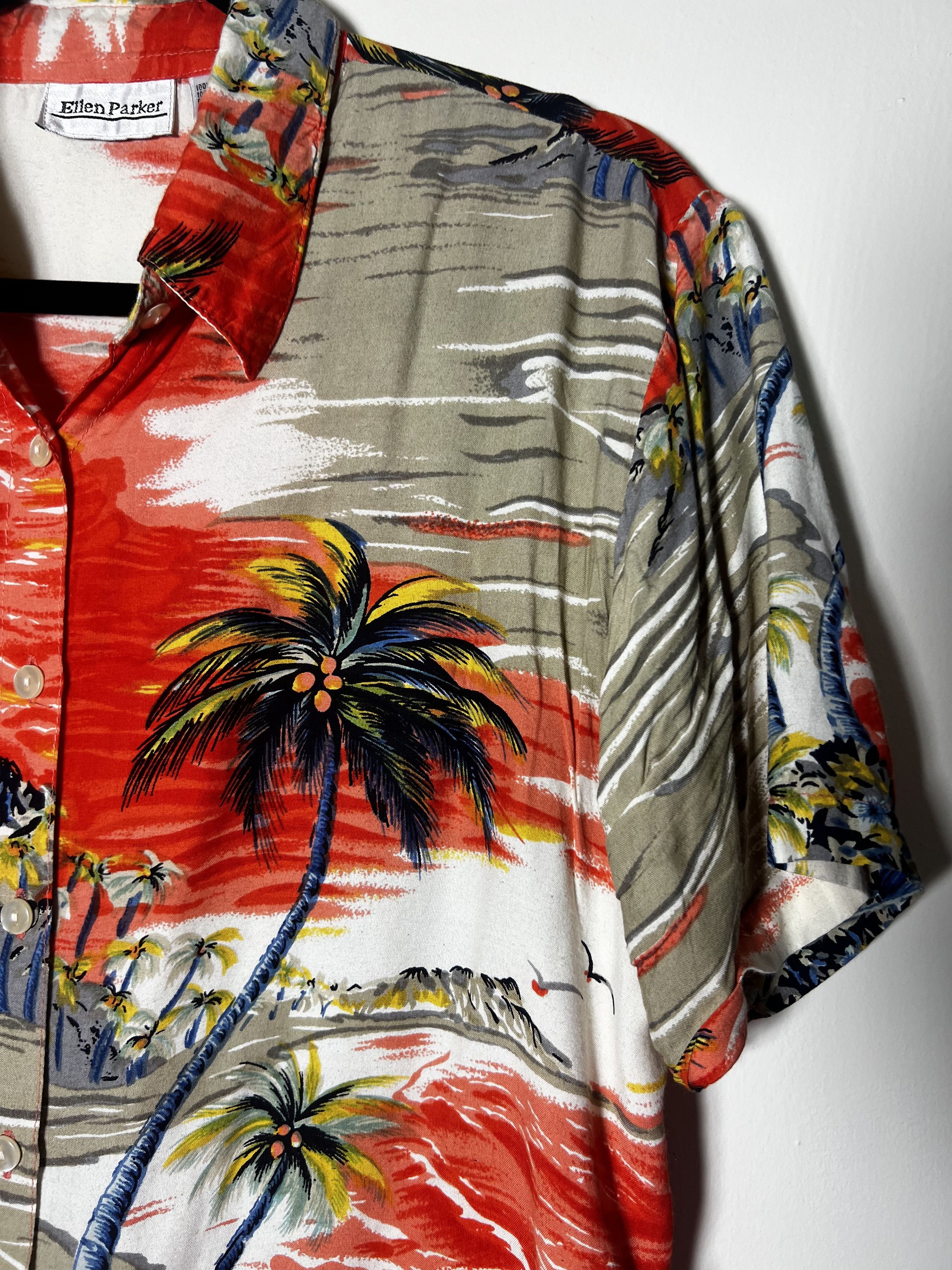 Vintage Vintage Ellen Parker Rayon Hawaiian Print Button Up Shirt Size US M / EU 48-50 / 2 - 5 Thumbnail