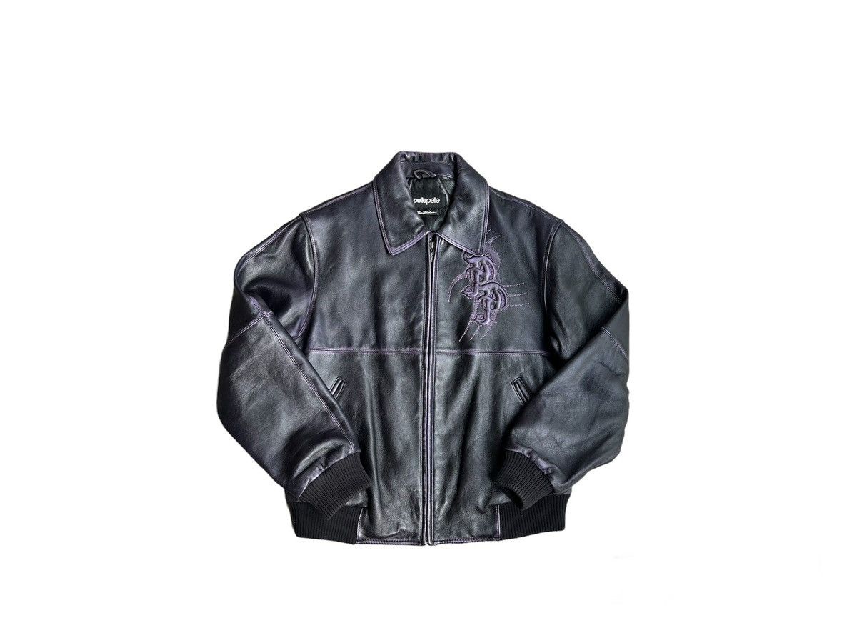 新品 PELLEPELLE MARC BUCHANAN エンボス加工 黒銀 44 Vintage: Pelle Pelle Leather Jacket - Marc Buchanan Hip Hop