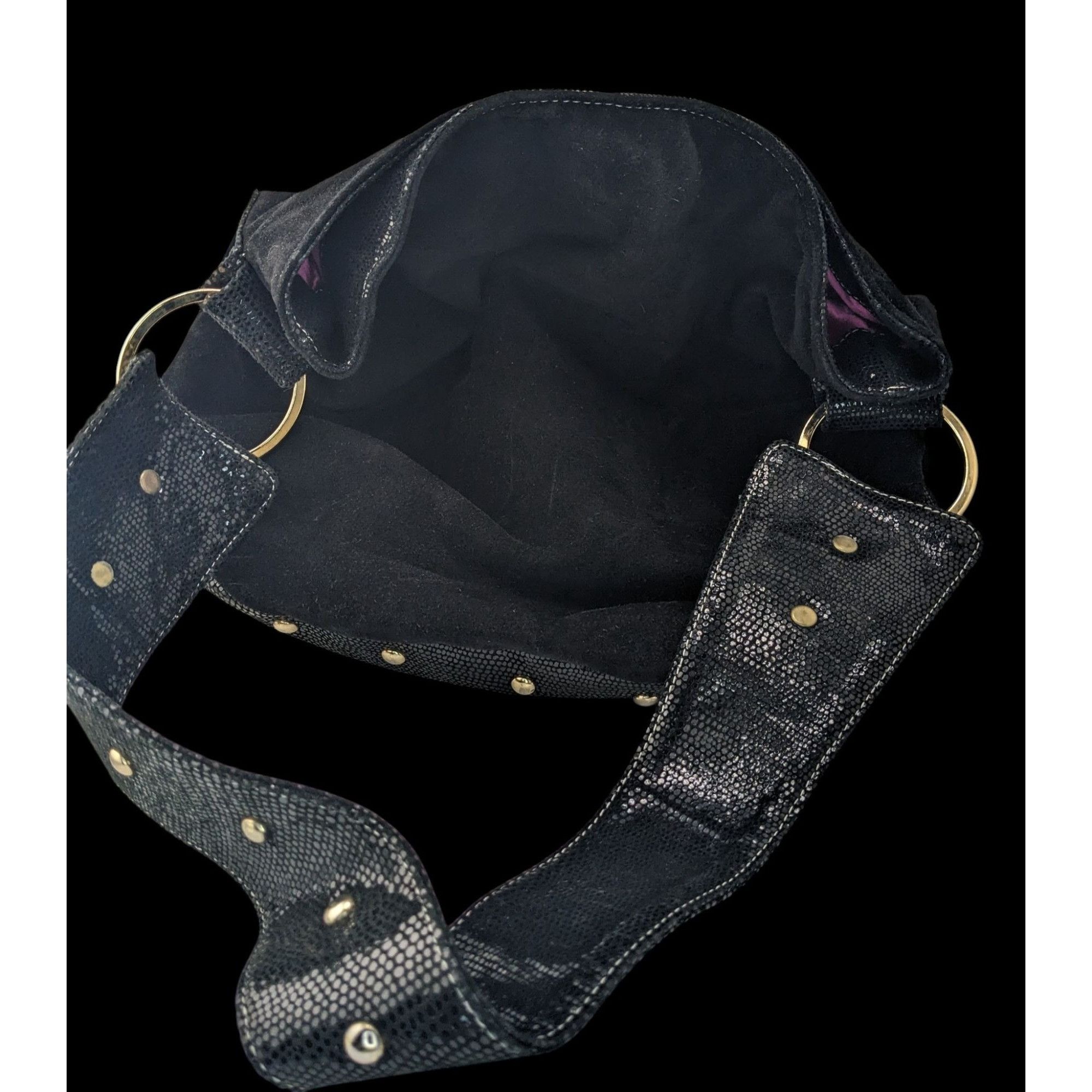 Other Glam Goth Kiki Pearl Black Suede & Faux Snakeskin Studded Sh Size ONE SIZE - 2 Thumbnail