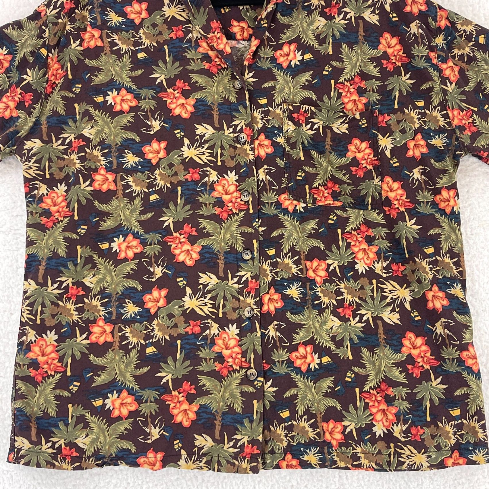 Urban Outfitters Urban Outfitters Morgan Palm Print Shirt Womens Large Brown Oversized Button-Up Size L / US 10 / IT 46 - 5 Thumbnail