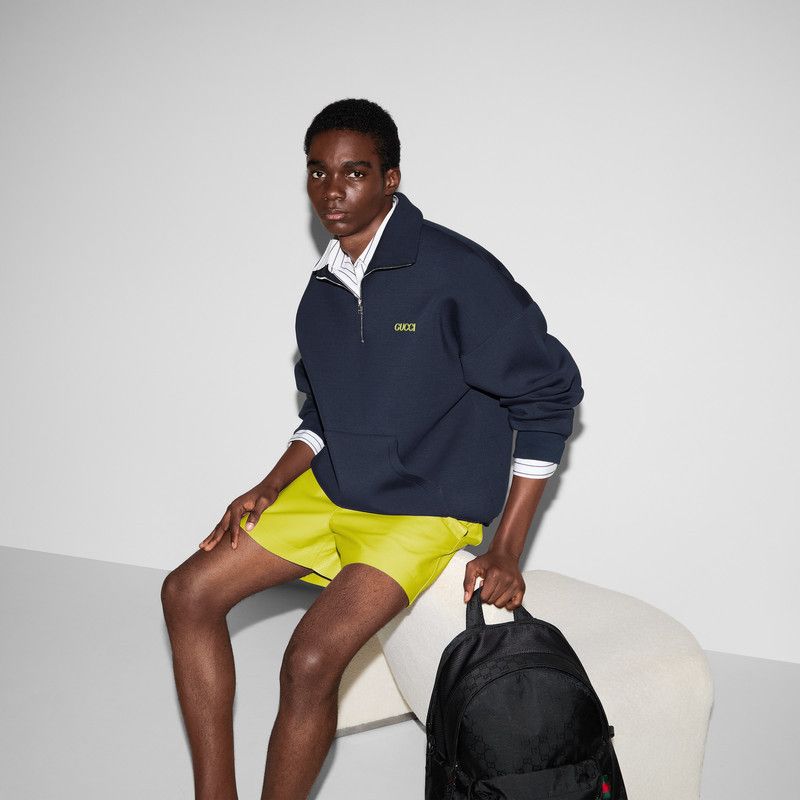 Gucci oc11z0226 Jersey Half-Zip Jacket With Patch in Blue Size US XXL / EU 58 / 5 - 6 Thumbnail