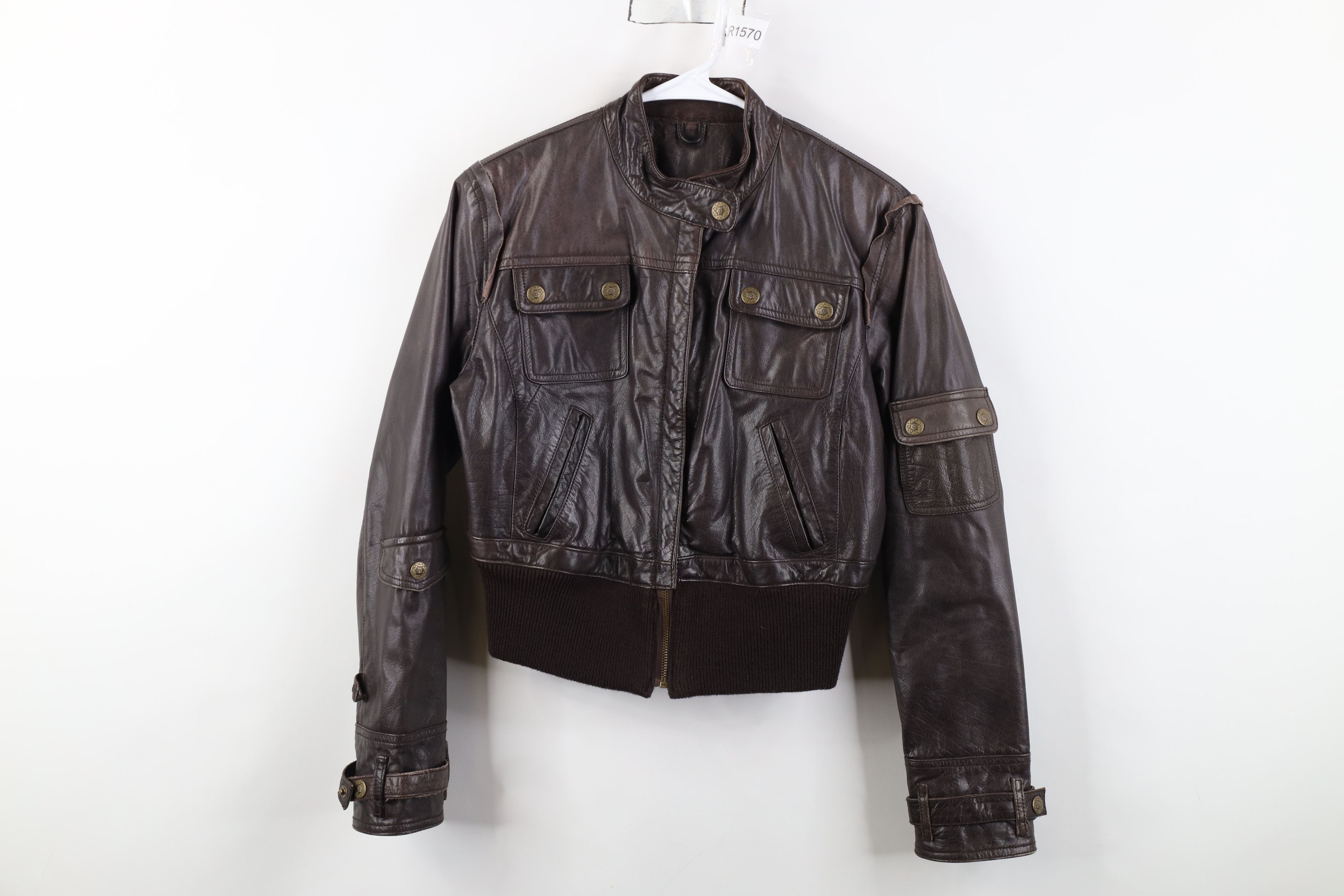 Vintage Vintage 90s Y2K Streetwear Cropped Leather Moto Jacket Size M / US 6-8 / IT 42-44 - 1 Thumbnail
