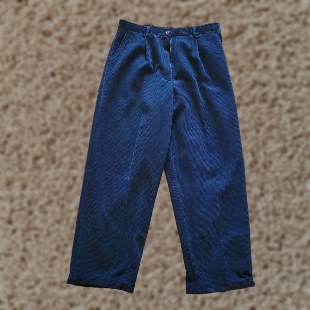 Pendleton Pendleton Womens Pants 14 Blue Corduroy Tapered Pleated Classic Casual Career Size 24" / US 00 / IT 34 - 1 Thumbnail