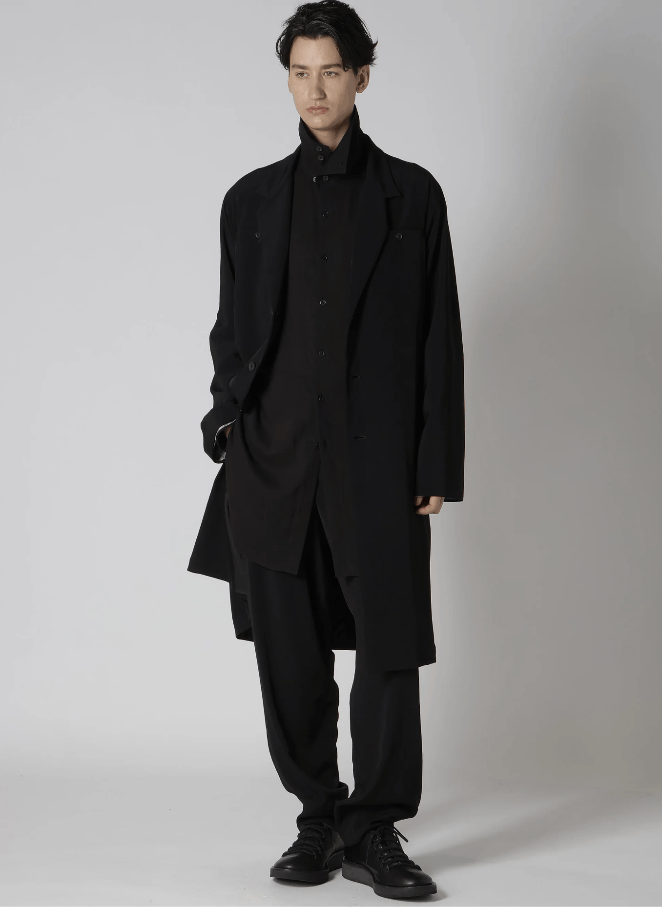 Yohji Yamamoto Yohji Yamamoto Pour Homme CELLULOSE LOAN STAND COLLAR BLOUSE Size US M / EU 48-50 / 2 - 7 Thumbnail