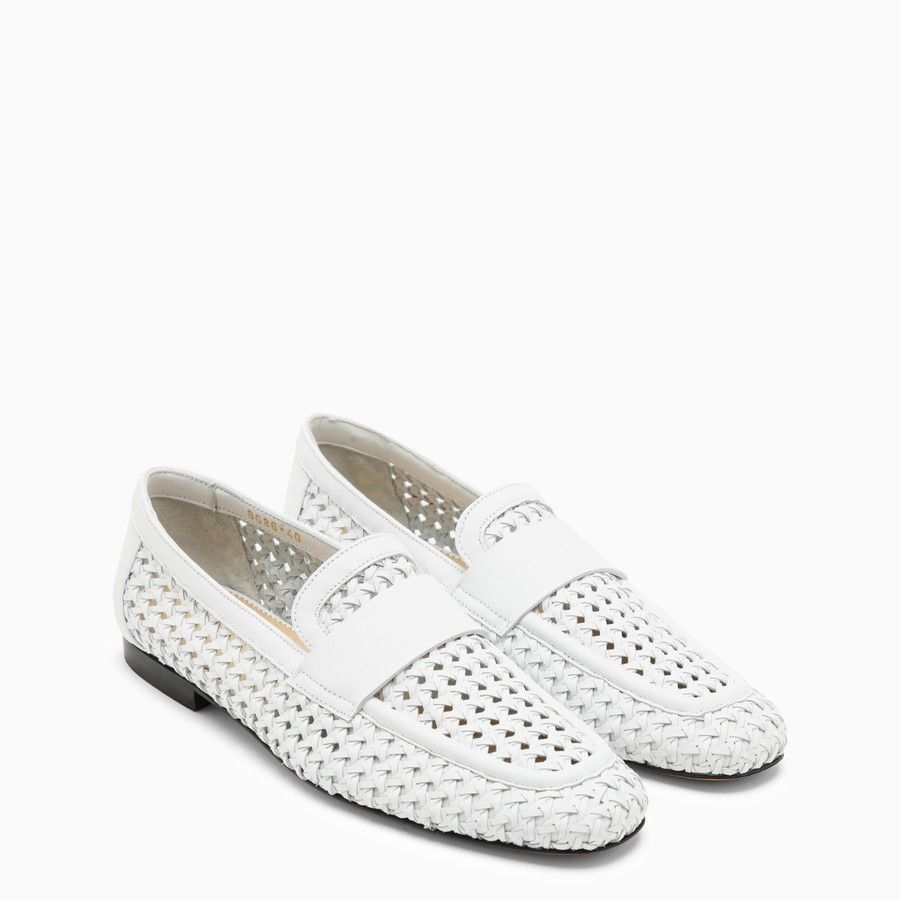 Doucal's o1d2blof0824 Woven Leather Moccasin in White Size US 8.5 / IT 38.5 - 1 Thumbnail