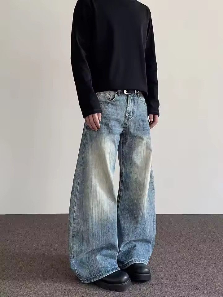 Japanese Brand 🔥 Wide-Leg Denim Jeans | Light Wash, Relaxed Fit Size US 29 - 1 Thumbnail